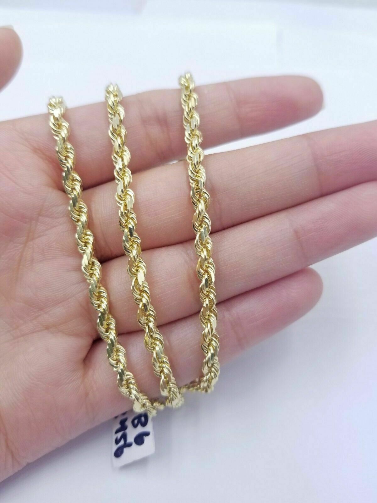 10k Yellow Gold Rope Chain Necklace 18" - 30" Men Women Inch 4mm - 10mm REAL 10 KT - GoldenlinQ