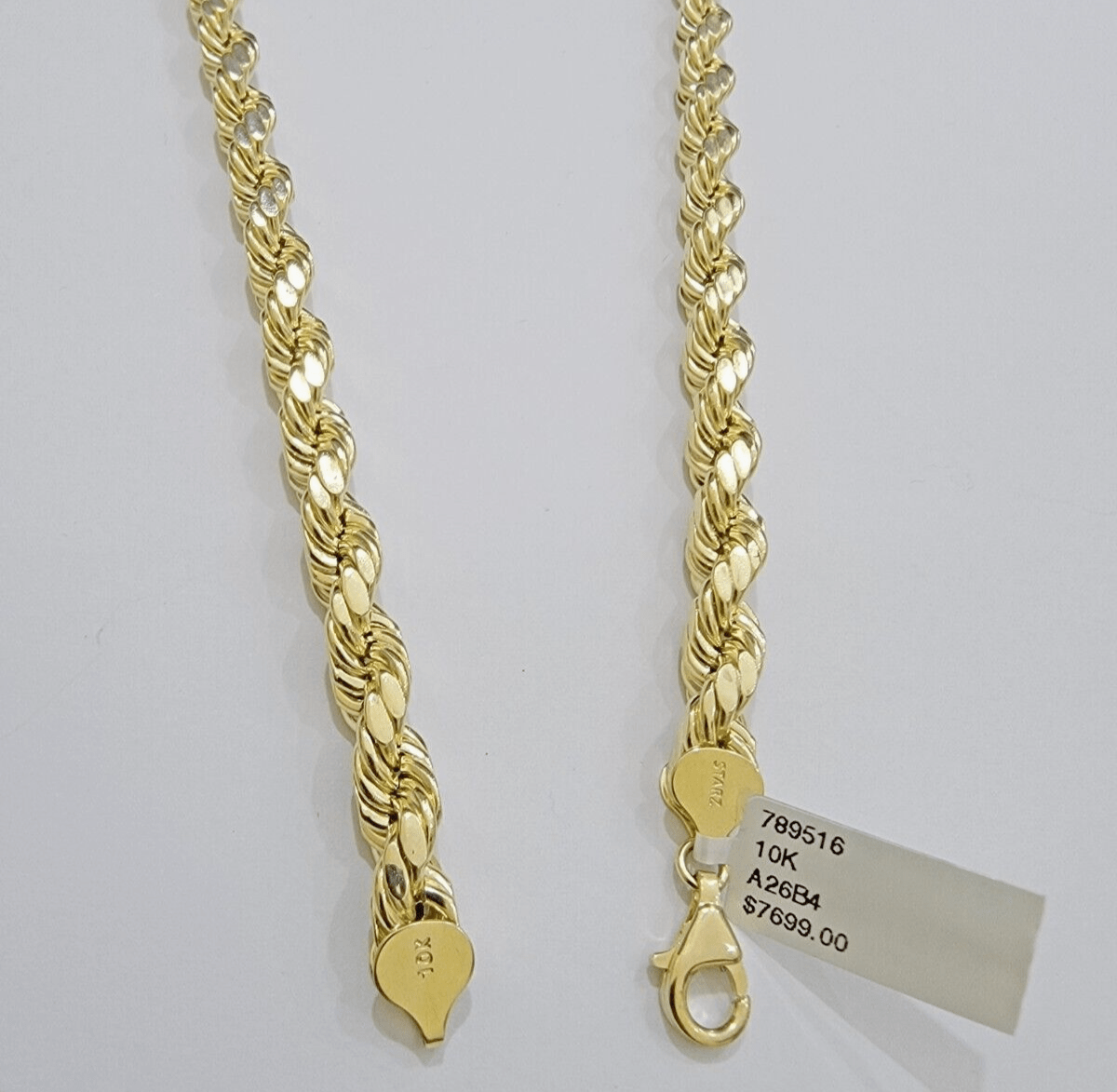 10k Yellow Gold Rope Chain Necklace 22 Inch 8mm Diamond Cuts Men's REAL 10KT - GoldenlinQ