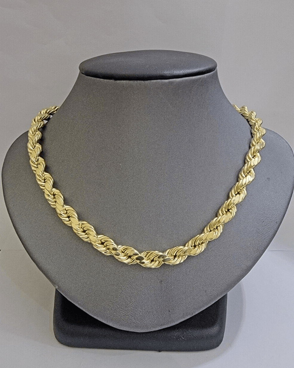 10k Yellow Gold Rope Chain Necklace 22 Inch 8mm Diamond Cuts Men's REAL 10KT - GoldenlinQ