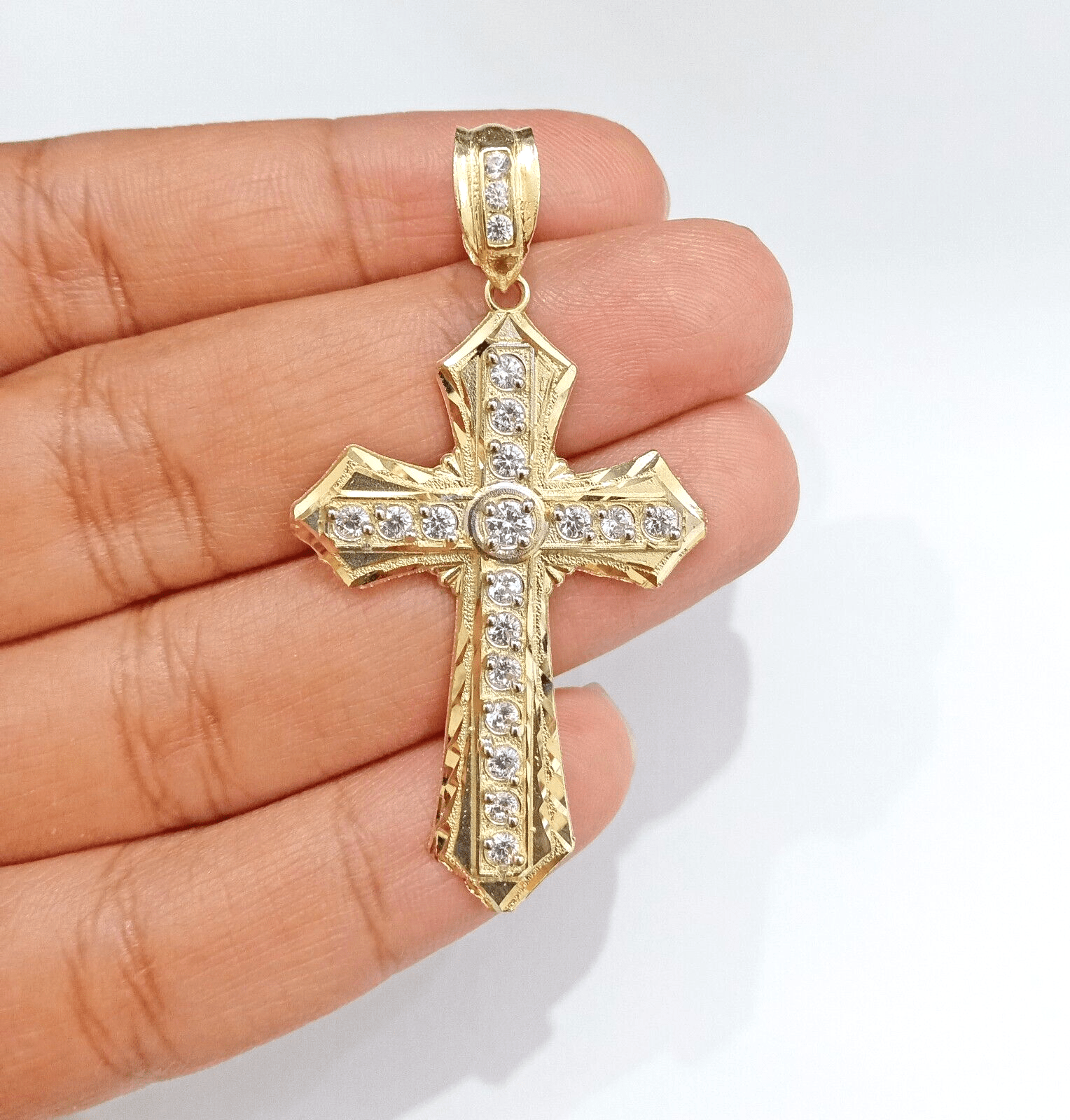 10k Yellow Gold Rope Chain Necklace Cross Charm Pendant Set 24" 5mm, REAL 10kt - GoldenlinQ
