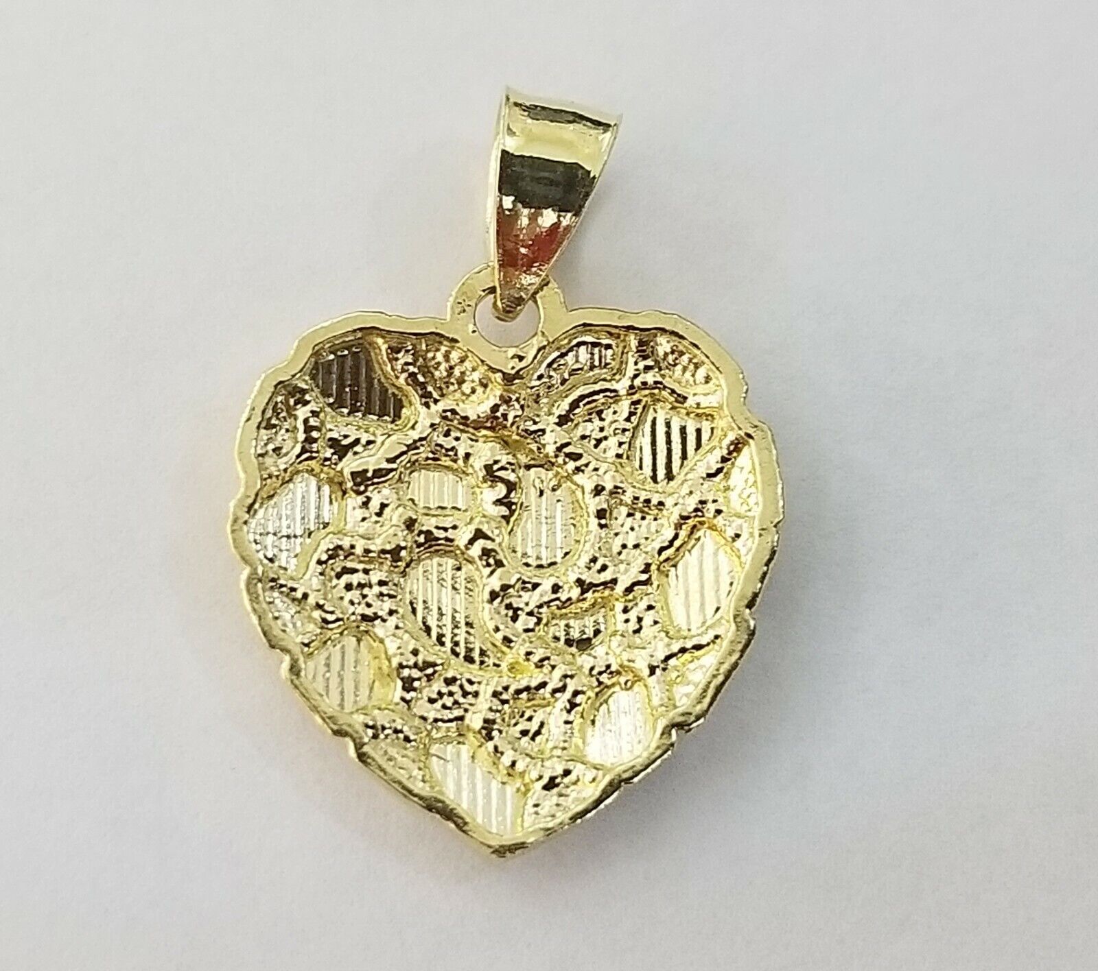 10k Yellow Gold Rope Chain Nugget Heart Charm Pendant 18" 20" 22" 24" 26" 28" - GoldenlinQ