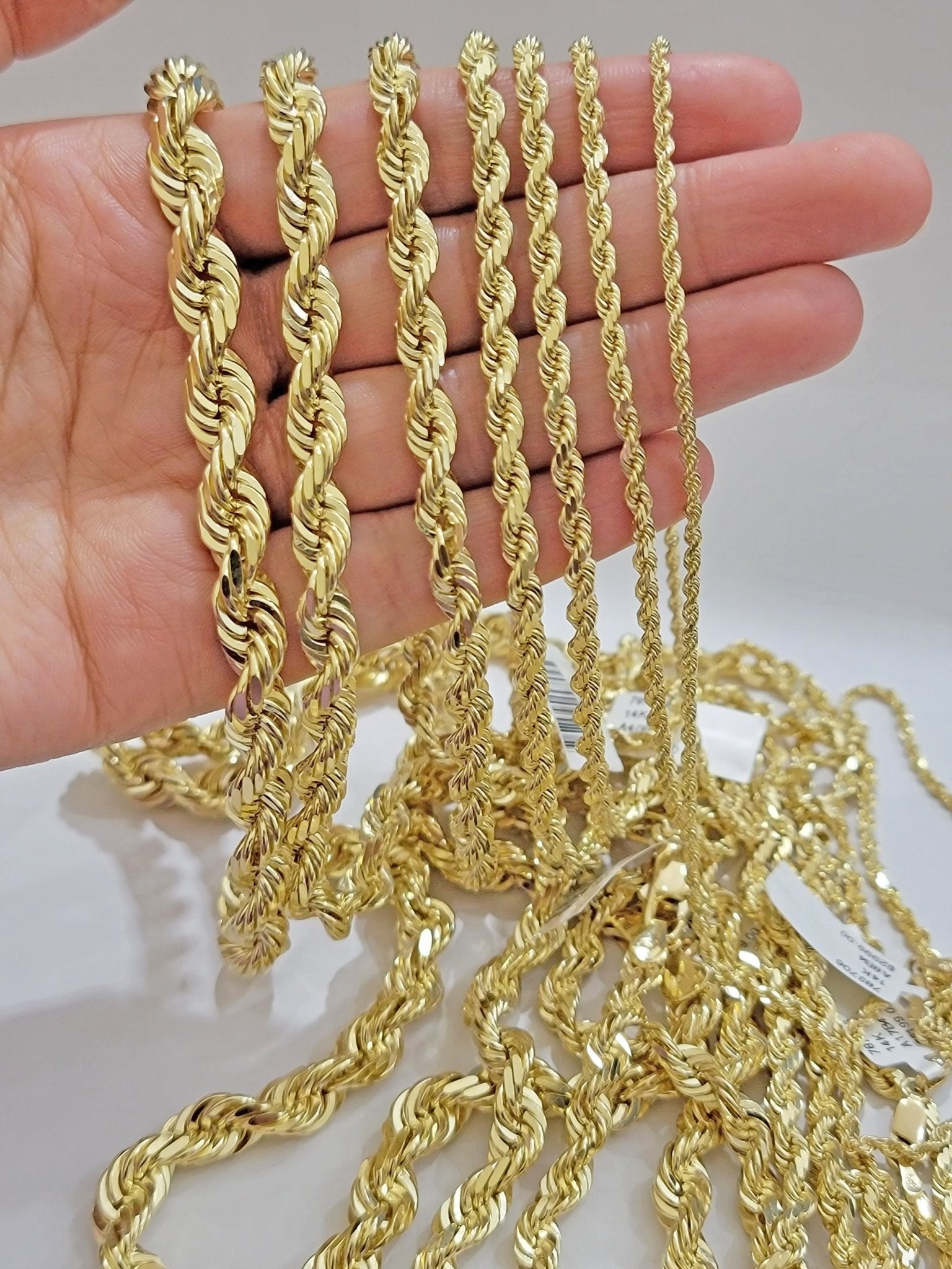 10k Yellow Gold Rope Chain Solid Necklace 6mm 18" Choker Length For Women Men - GoldenlinQ