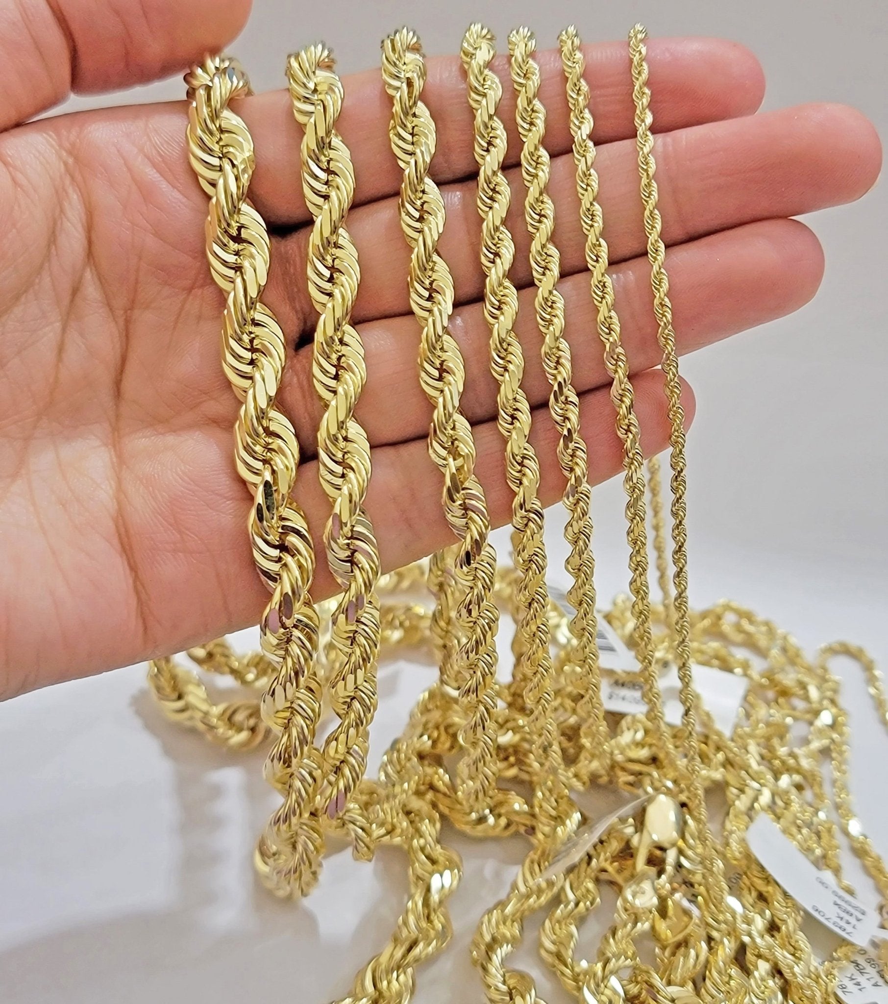 10k Yellow Gold Rope Chain Solid Necklace 6mm 18" Choker Length For Women Men - GoldenlinQ