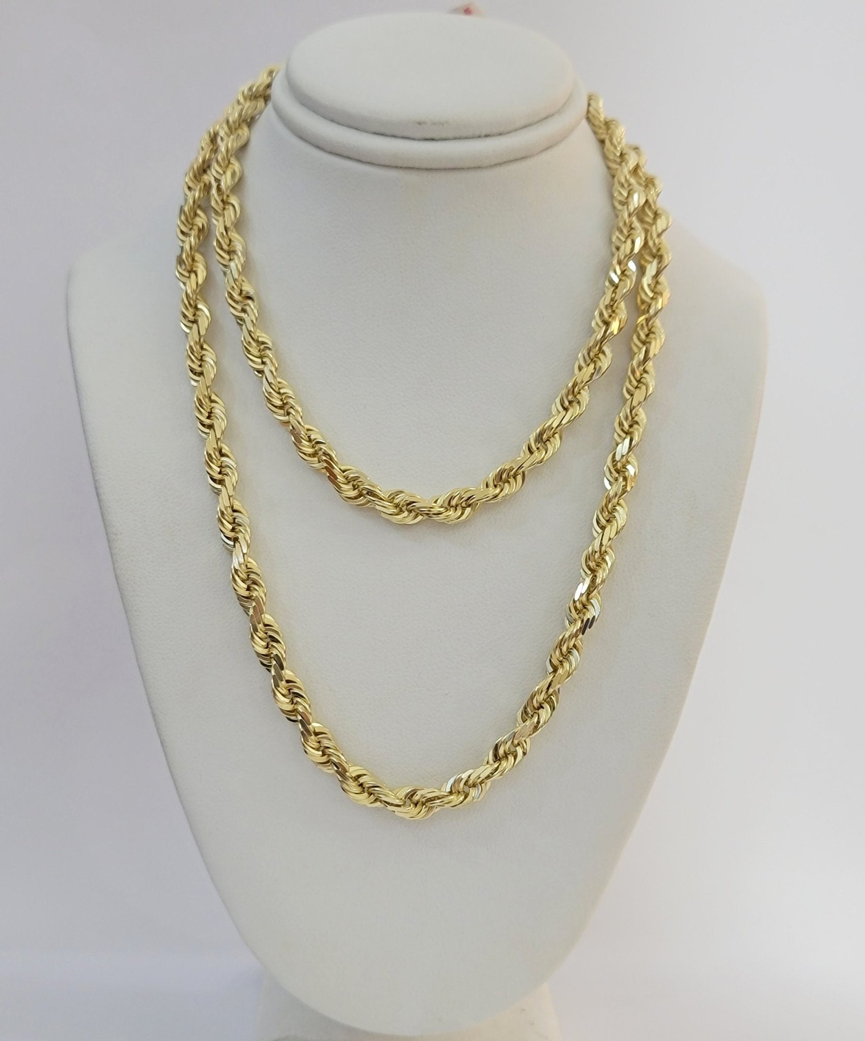10k Yellow Gold Rope Chain Solid Necklace 6mm 22" Inch Real 10kt For Men Women - GoldenlinQ