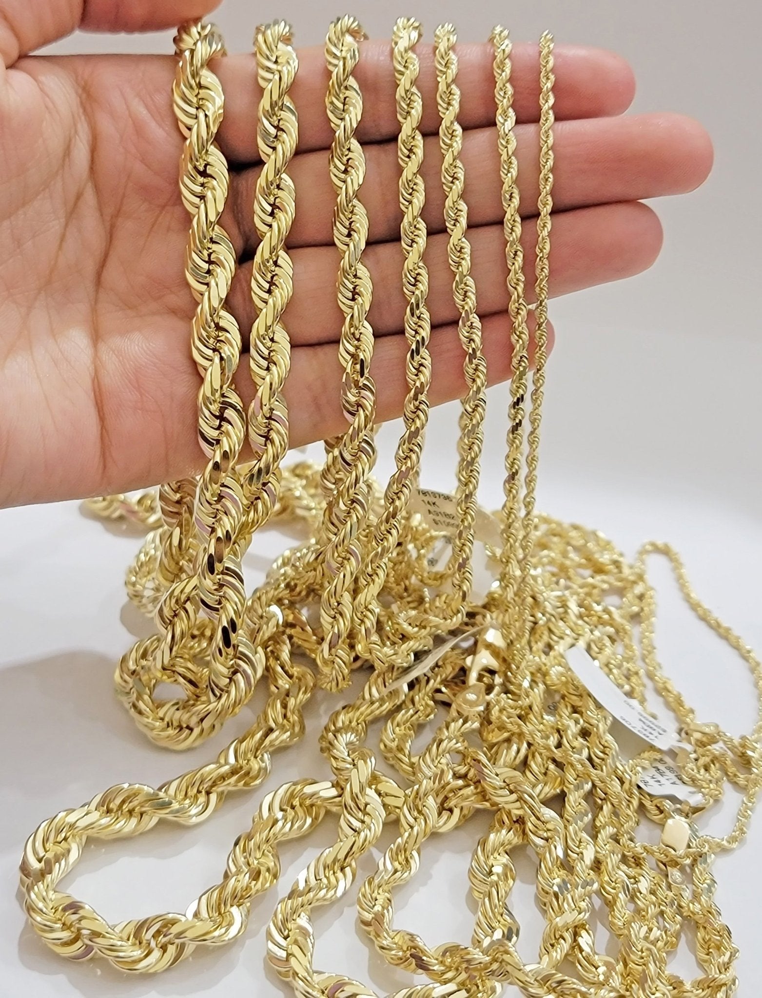10k Yellow Gold Rope Chain Solid Necklace 6mm 22" Inch Real 10kt For Men Women - GoldenlinQ