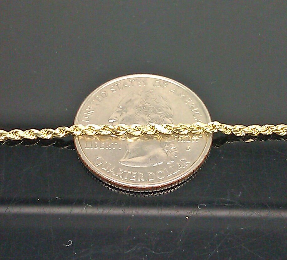 10k Yellow Gold Rope Necklace Chain 2mm 16" 18" 20" 22" 24" 26" Diamond Cut REAL - GoldenlinQ