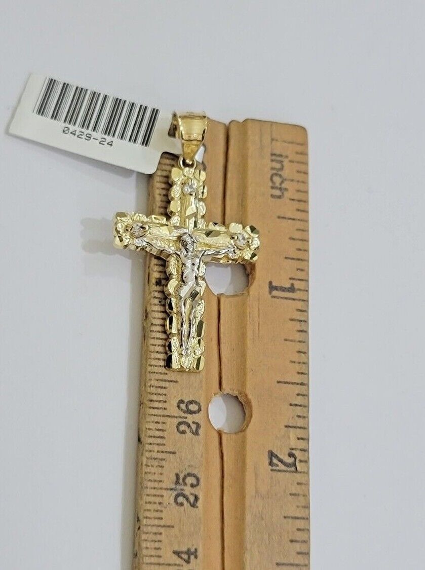 10kt Gold Milano Rope Chain Cross Charm Pendant Set 18 - 24 Inch 3mm Necklace REAL - GoldenlinQ