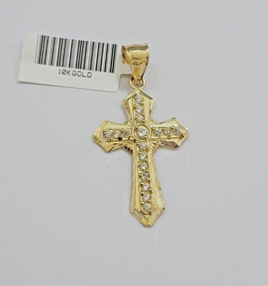 10kt Gold Milano Rope Chain Jesus Cross Charm Pendant Set 18 - 24'' Inch Necklace - GoldenlinQ