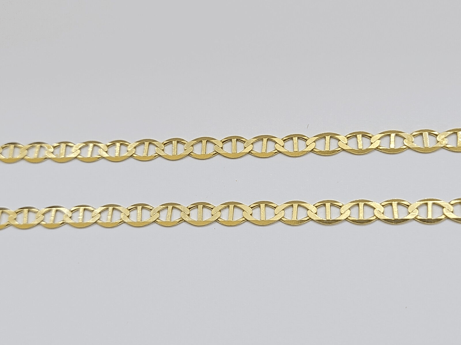 10kt Yellow Gold Anchor Mariner Link Chain Necklace 18Inch 4mm Lobster Lock Real - GoldenlinQ