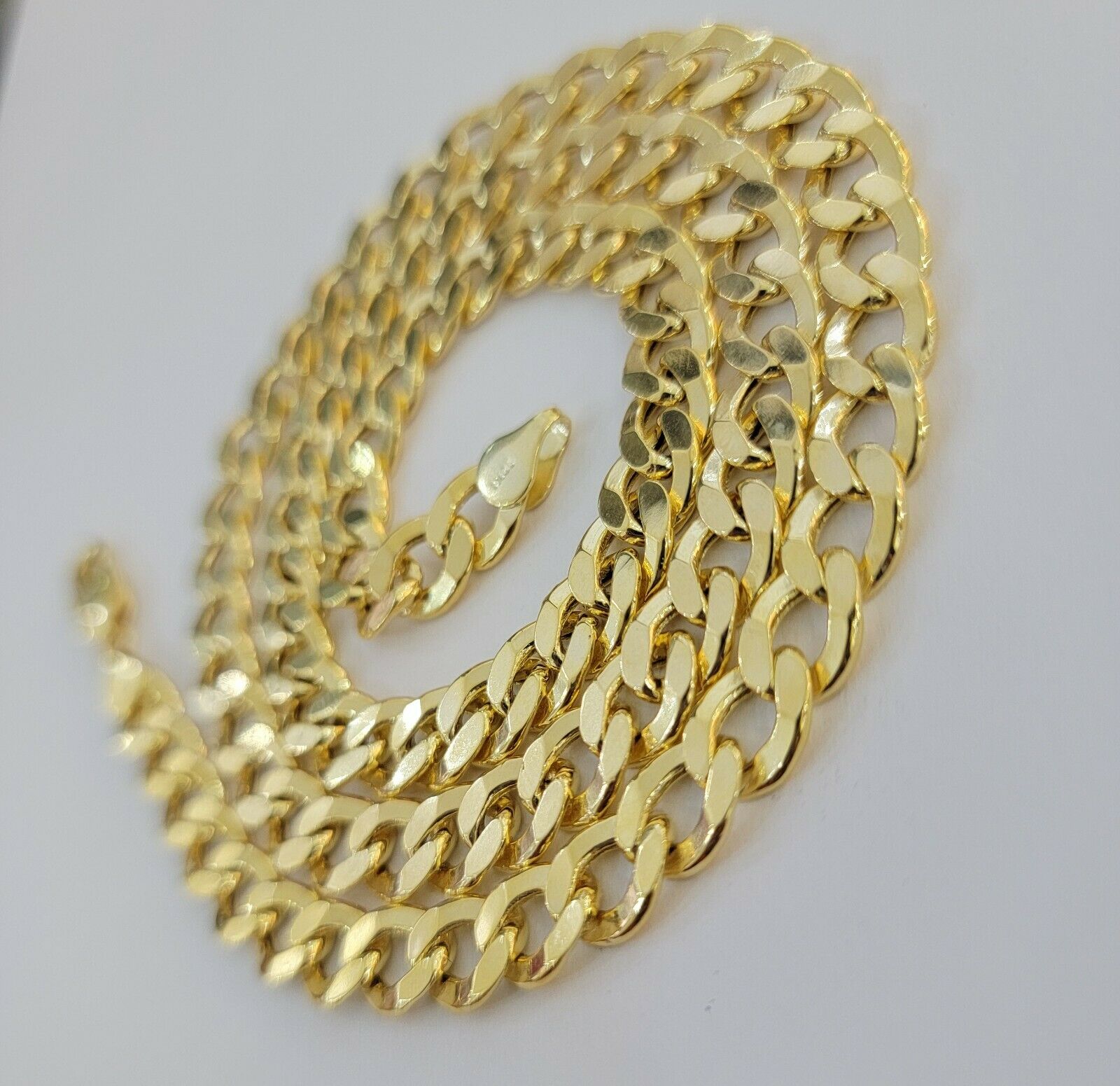 10kt Yellow Gold Chain 8mm Cuban Curb Link Necklace 26"Inch Strong Link REAL 10k - GoldenlinQ