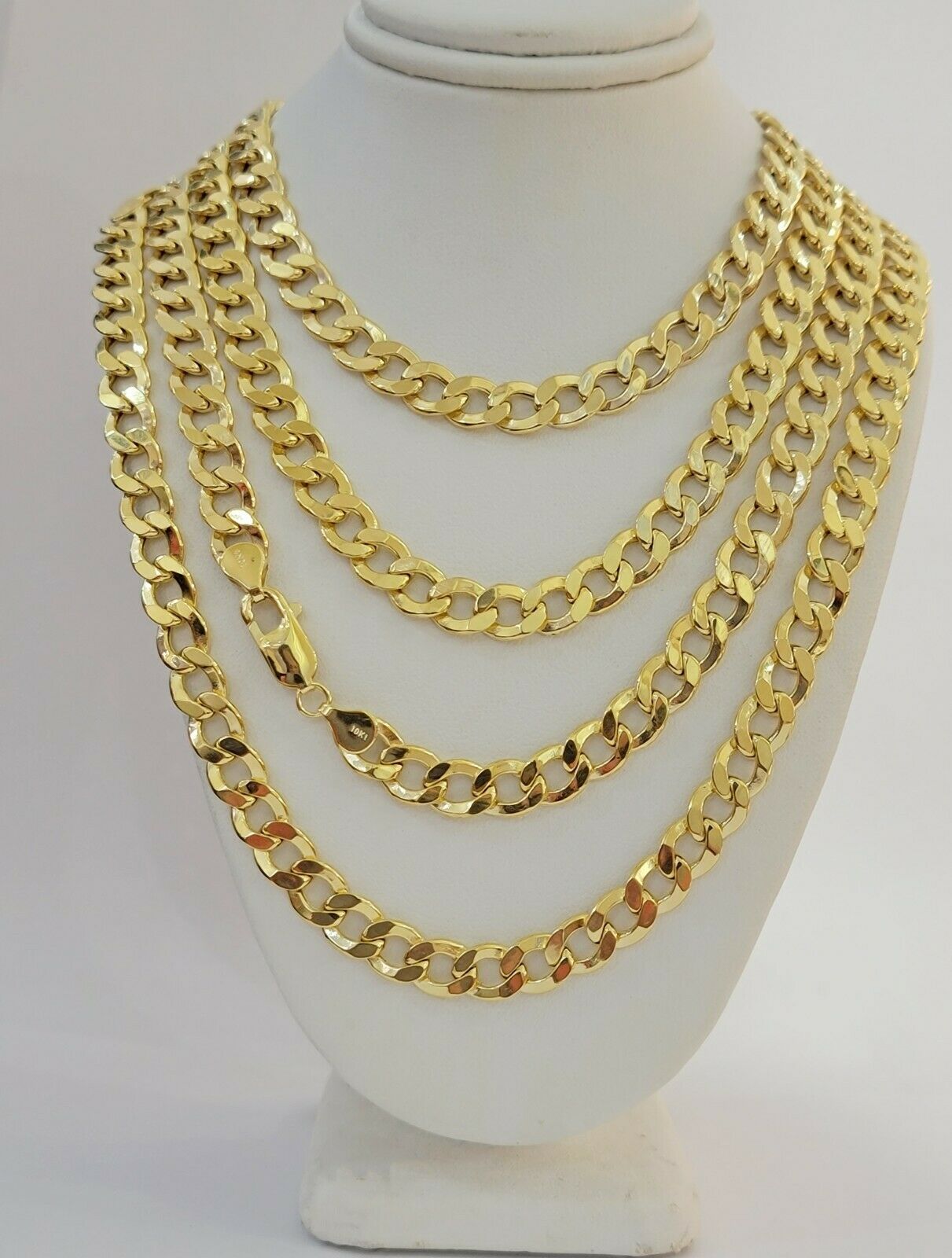 10kt Yellow Gold Chain 8mm Cuban Curb Link Necklace 26"Inch Strong Link REAL 10k - GoldenlinQ