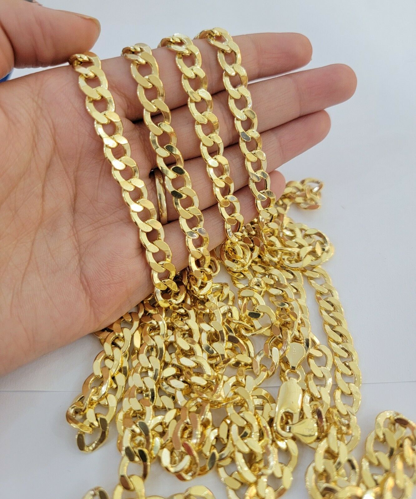 10kt Yellow Gold Chain 8mm Cuban Curb Link Necklace 26"Inch Strong Link REAL 10k - GoldenlinQ