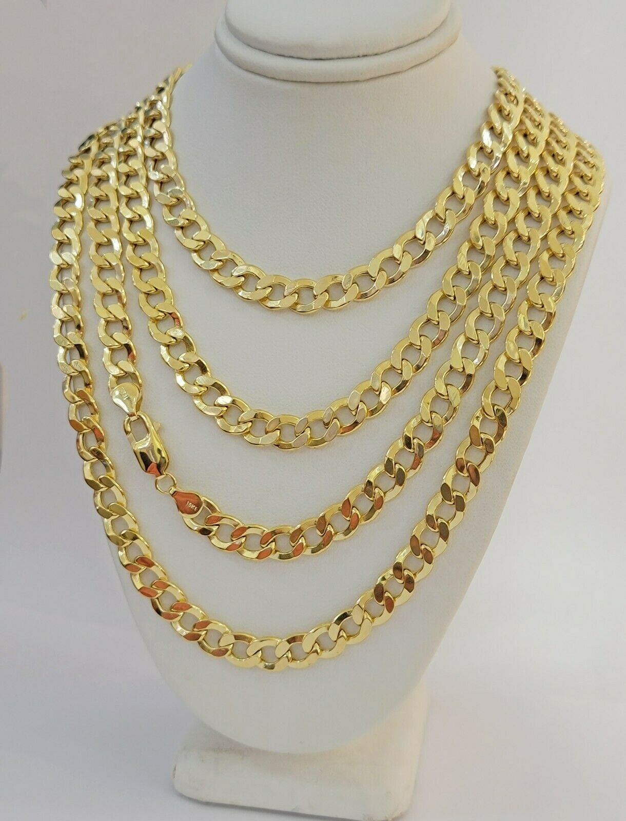 10kt Yellow Gold Chain 8mm Cuban Curb Link Necklace 26"Inch Strong Link REAL 10k - GoldenlinQ