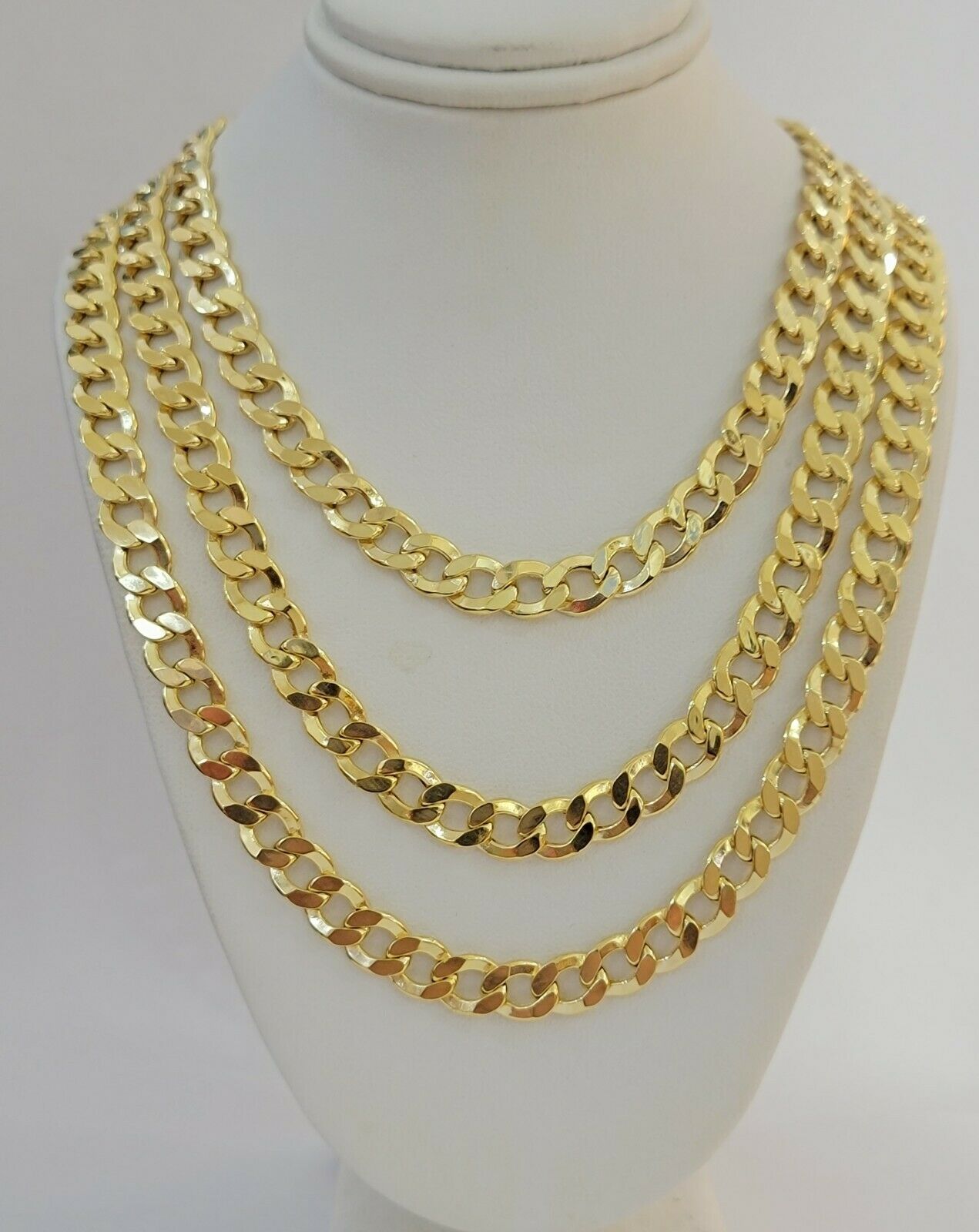 10kt Yellow Gold Chain 8mm Cuban Curb Link Necklace 26"Inch Strong Link REAL 10k - GoldenlinQ