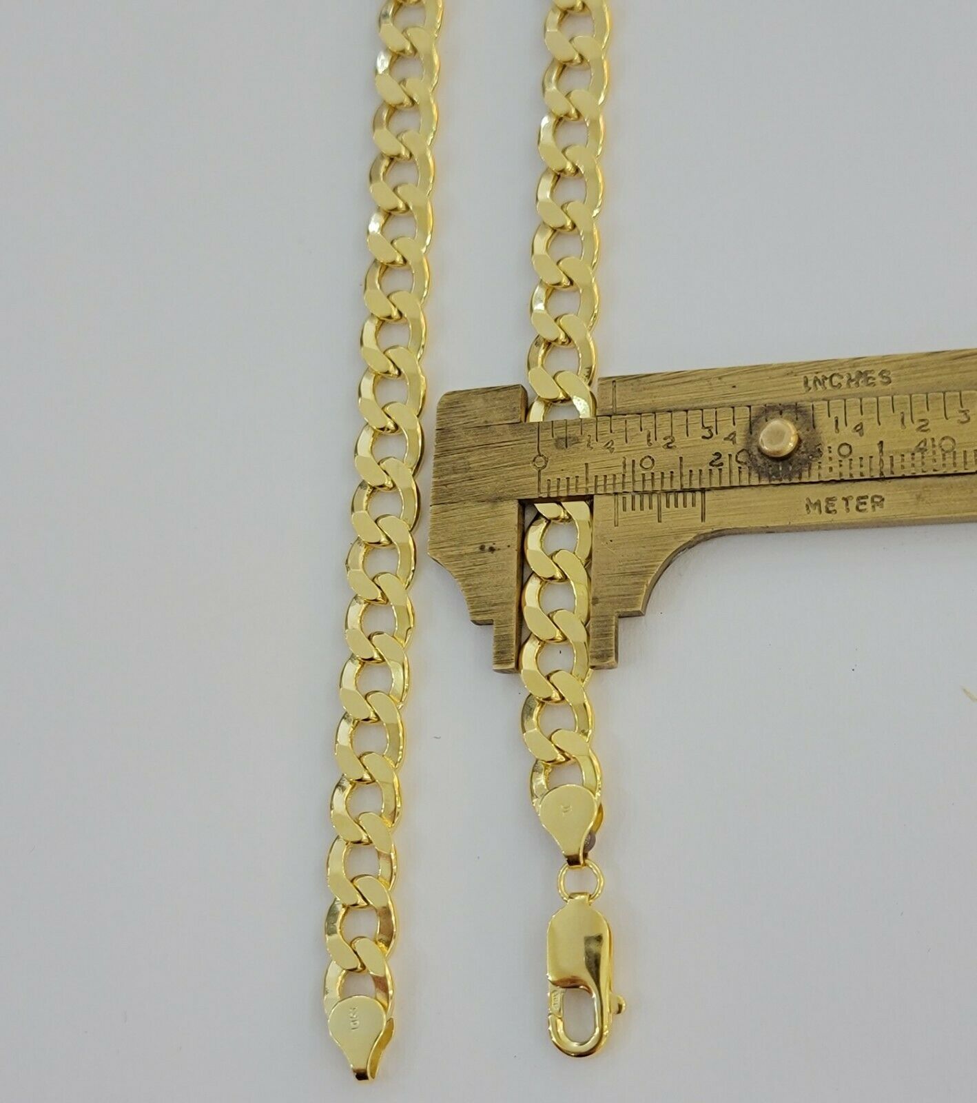 10kt Yellow Gold Chain 8mm Cuban Curb Link Necklace 26"Inch Strong Link REAL 10k - GoldenlinQ