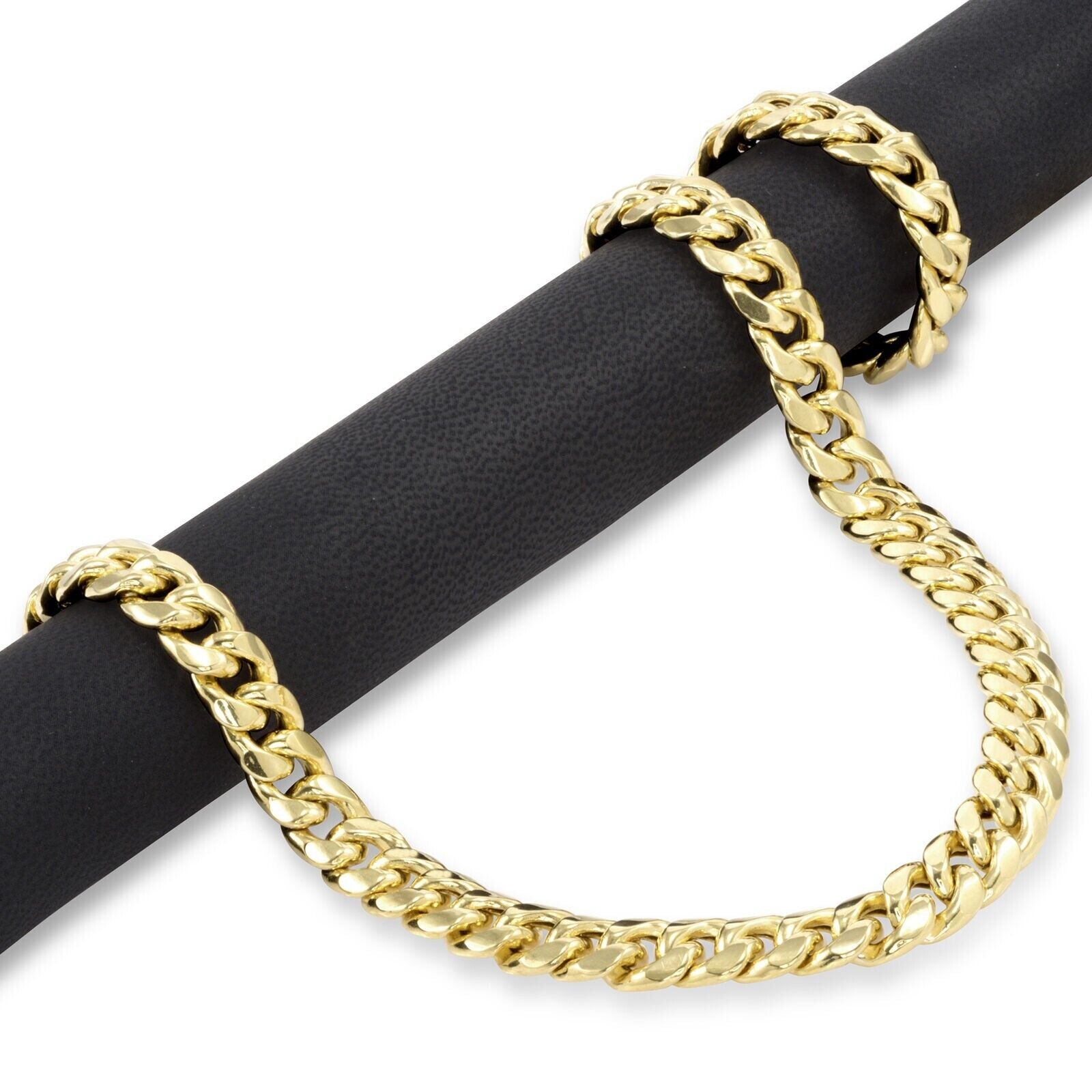 10kt Yellow Gold Miami Cuban Link Chain 10k Necklace 18 Inch 10mm Real Choker - GoldenlinQ