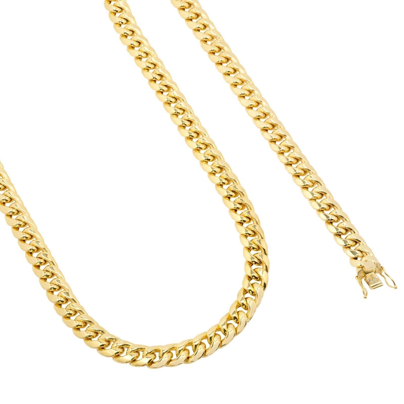 10kt Yellow Gold Miami Cuban Link Chain 10k Necklace 18 Inch 10mm Real Choker - GoldenlinQ