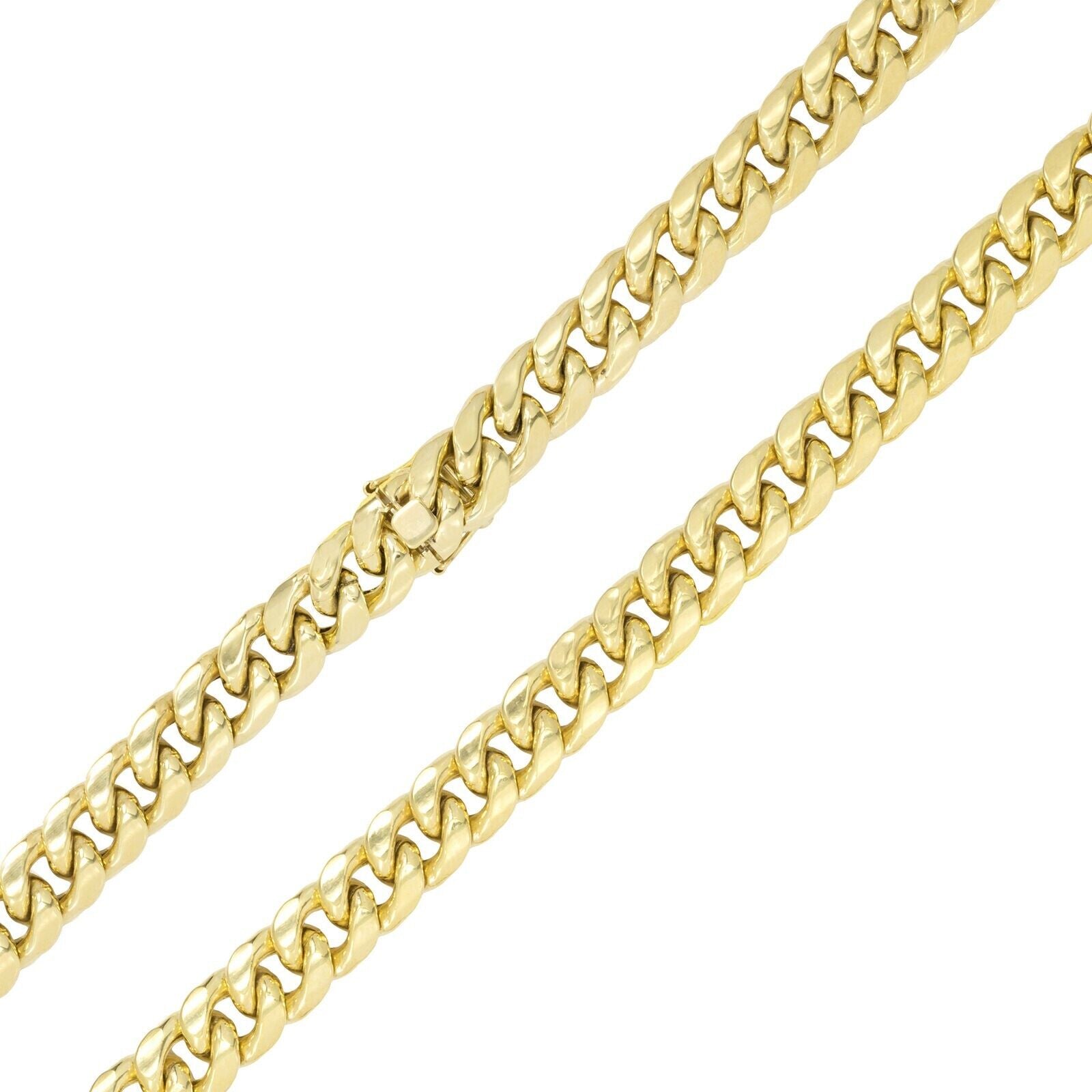 10kt Yellow Gold Miami Cuban Link Chain 10k Necklace 18 Inch 10mm Real Choker - GoldenlinQ