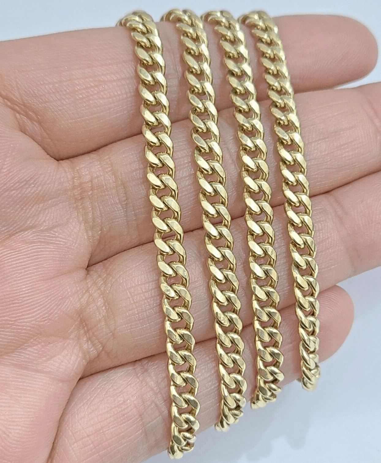 10kt Yellow Gold Miami Cuban Link Chain 10k Necklace 22 Inches 4mm Box Lock Real - GoldenlinQ
