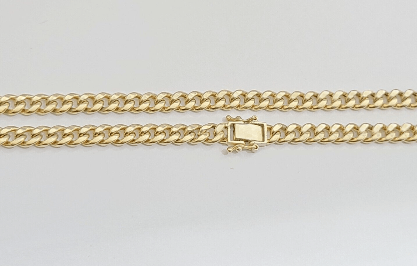 10kt Yellow Gold Miami Cuban Link Chain 10k Necklace 24 Inches 4mm Box Lock Real - GoldenlinQ