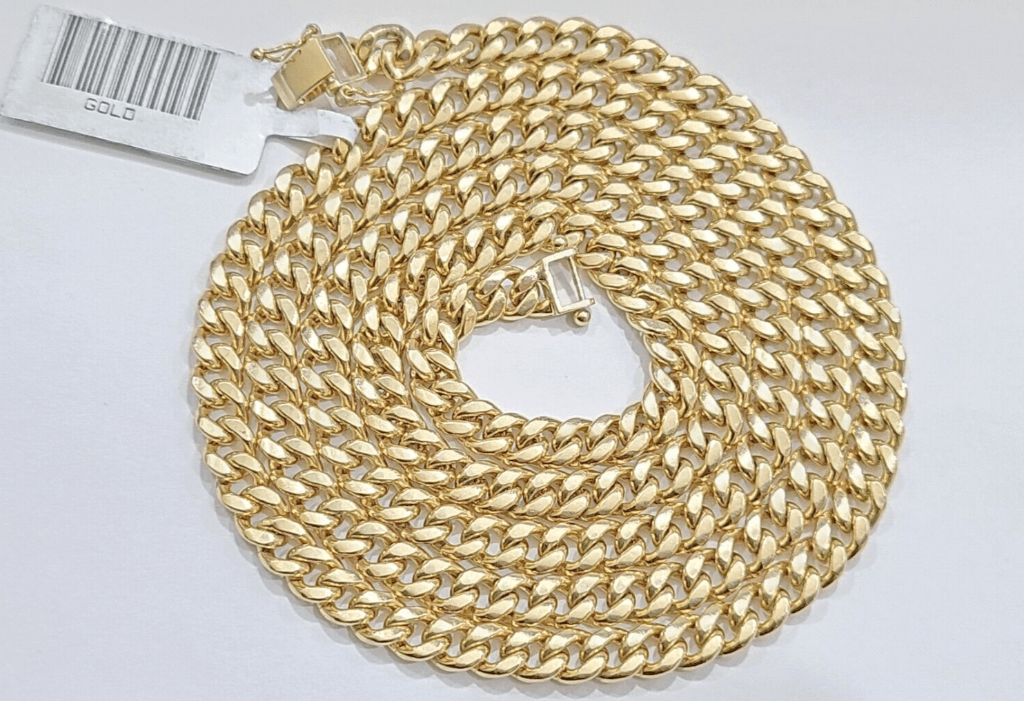 10kt Yellow Gold Miami Cuban Link Chain 10k Necklace 24 Inches 4mm Box Lock Real - GoldenlinQ
