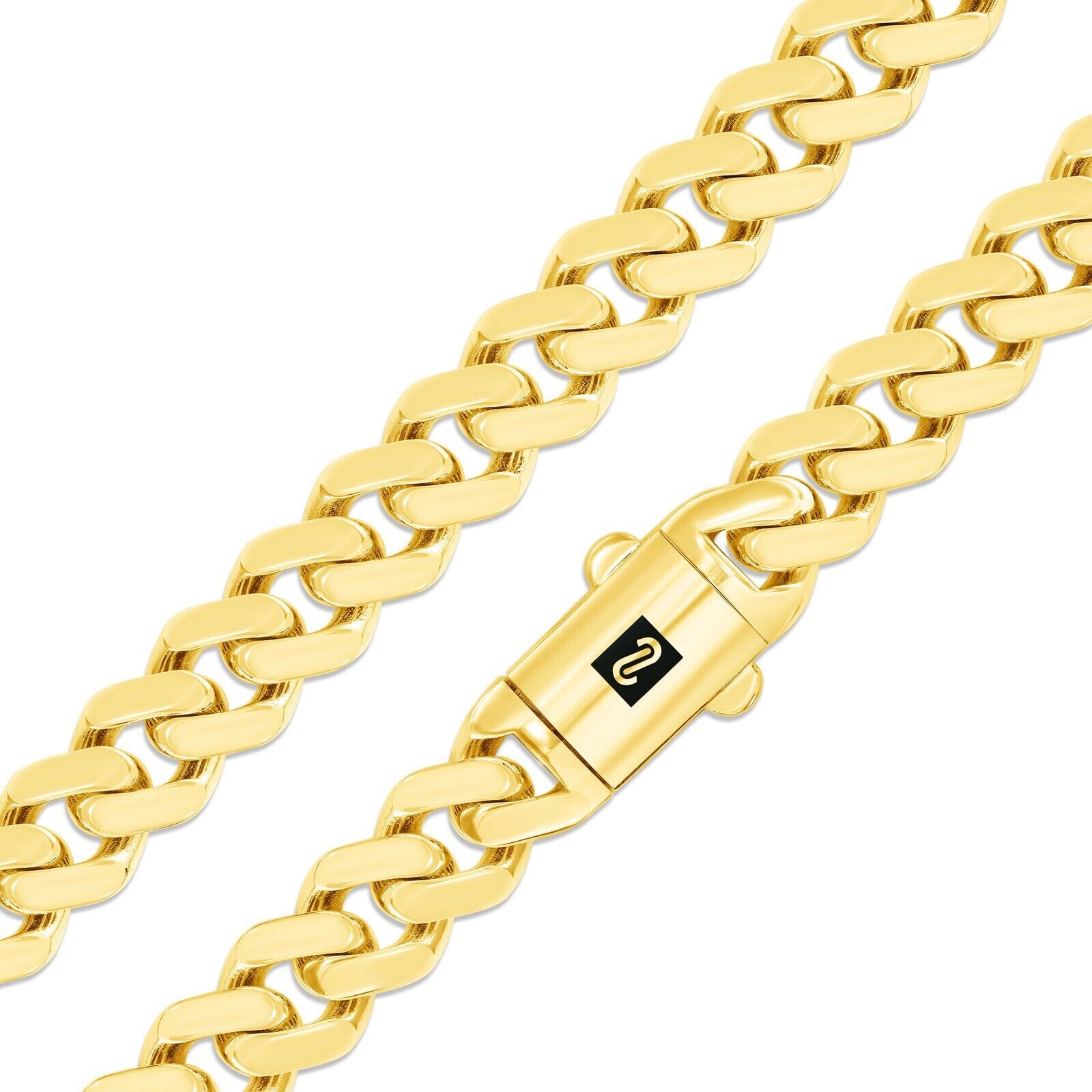 10kt Yellow Gold Royal Miami Cuban Link Monaco Chain 10k Necklace 22 Inches 9mm - GoldenlinQ