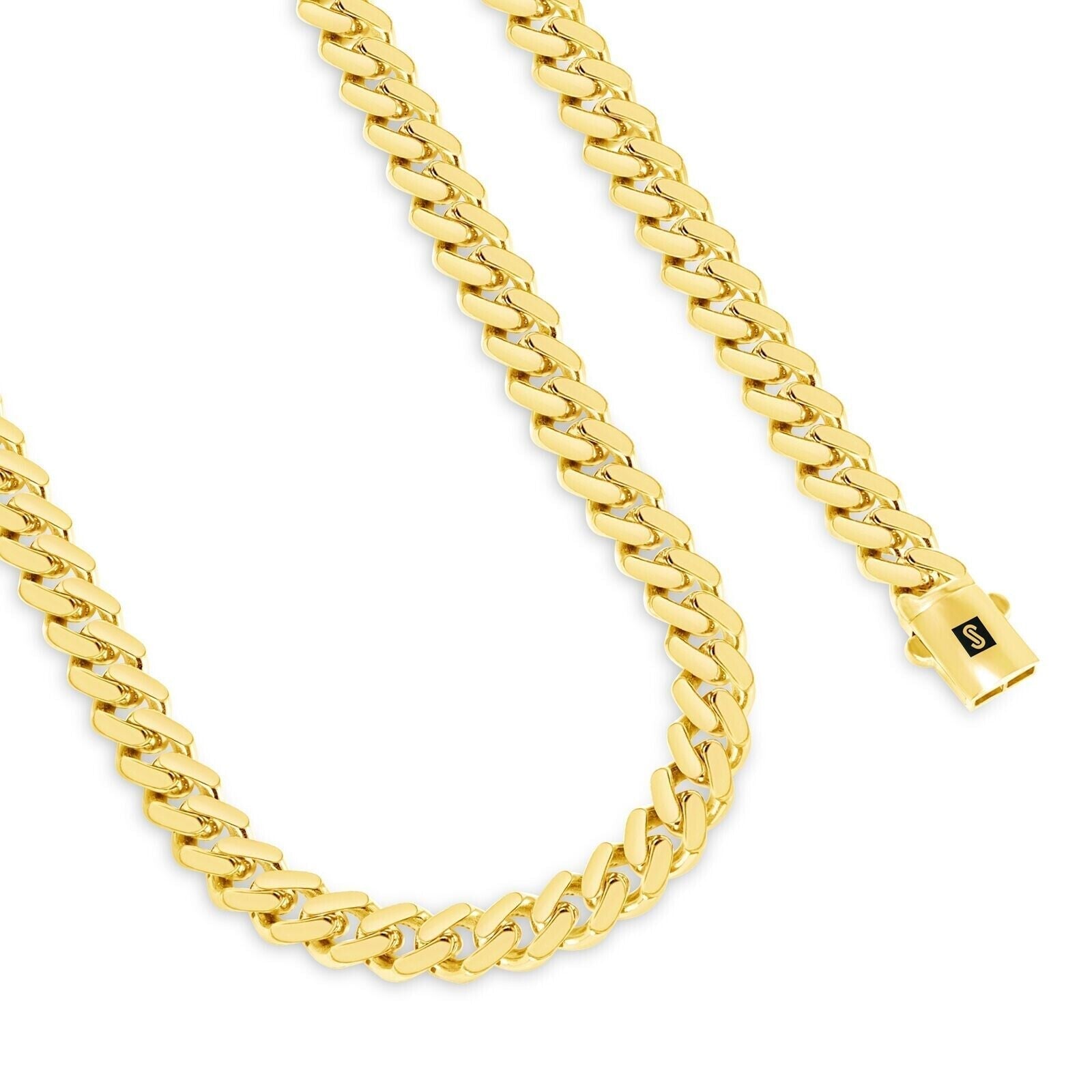 10kt Yellow Gold Royal Miami Cuban Link Monaco Chain 10k Necklace 22 Inches 9mm - GoldenlinQ