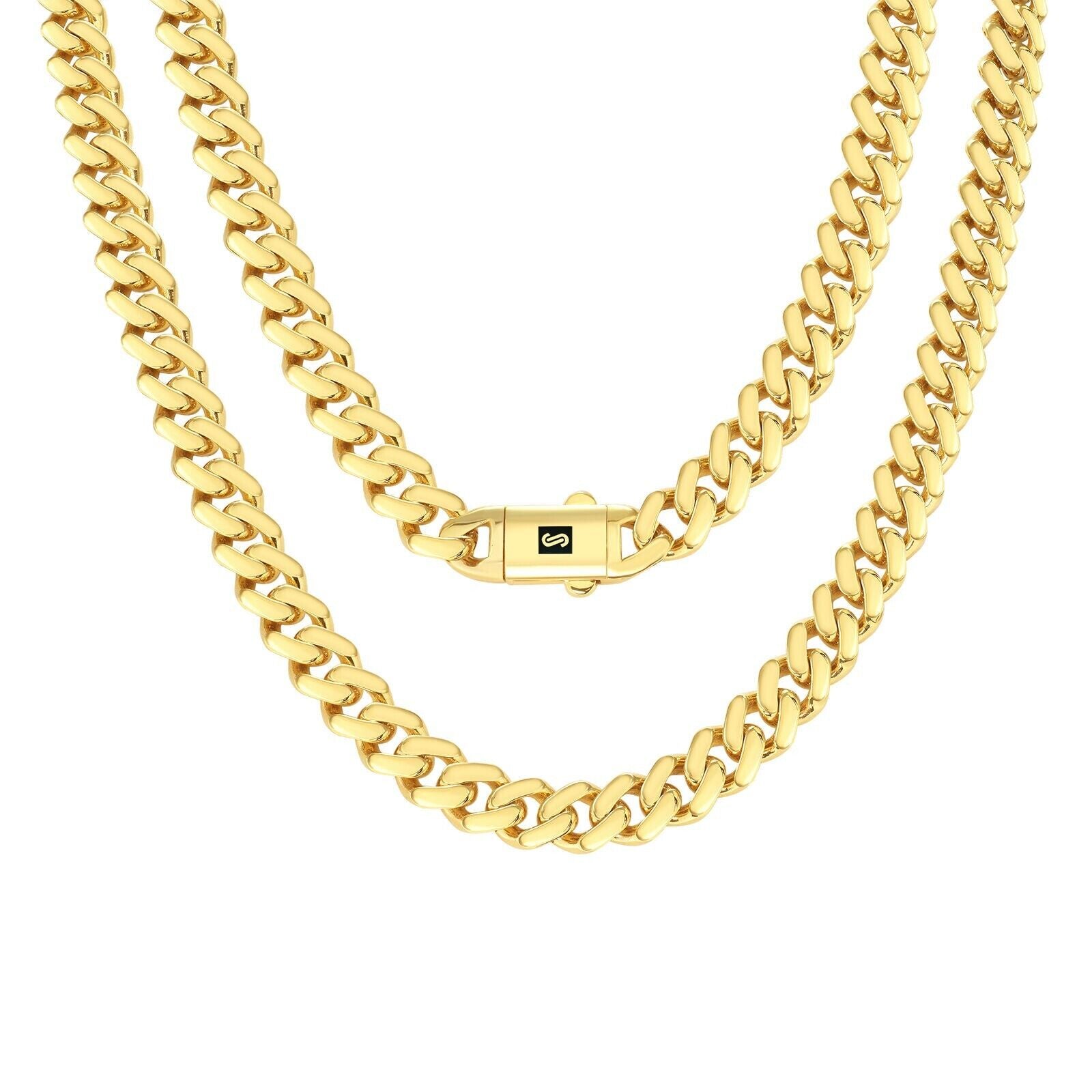 10kt Yellow Gold Royal Miami Cuban Link Monaco Chain 10k Necklace 22 Inches 9mm - GoldenlinQ