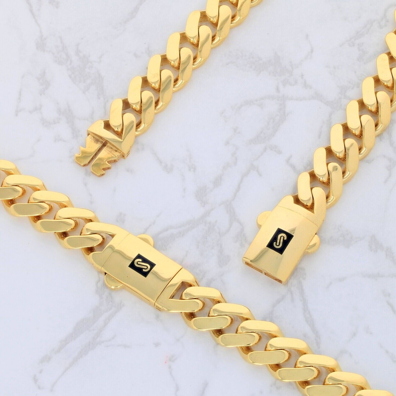 10kt Yellow Gold Royal Miami Cuban Link Monaco Chain 10k Necklace 22 Inches 9mm - GoldenlinQ