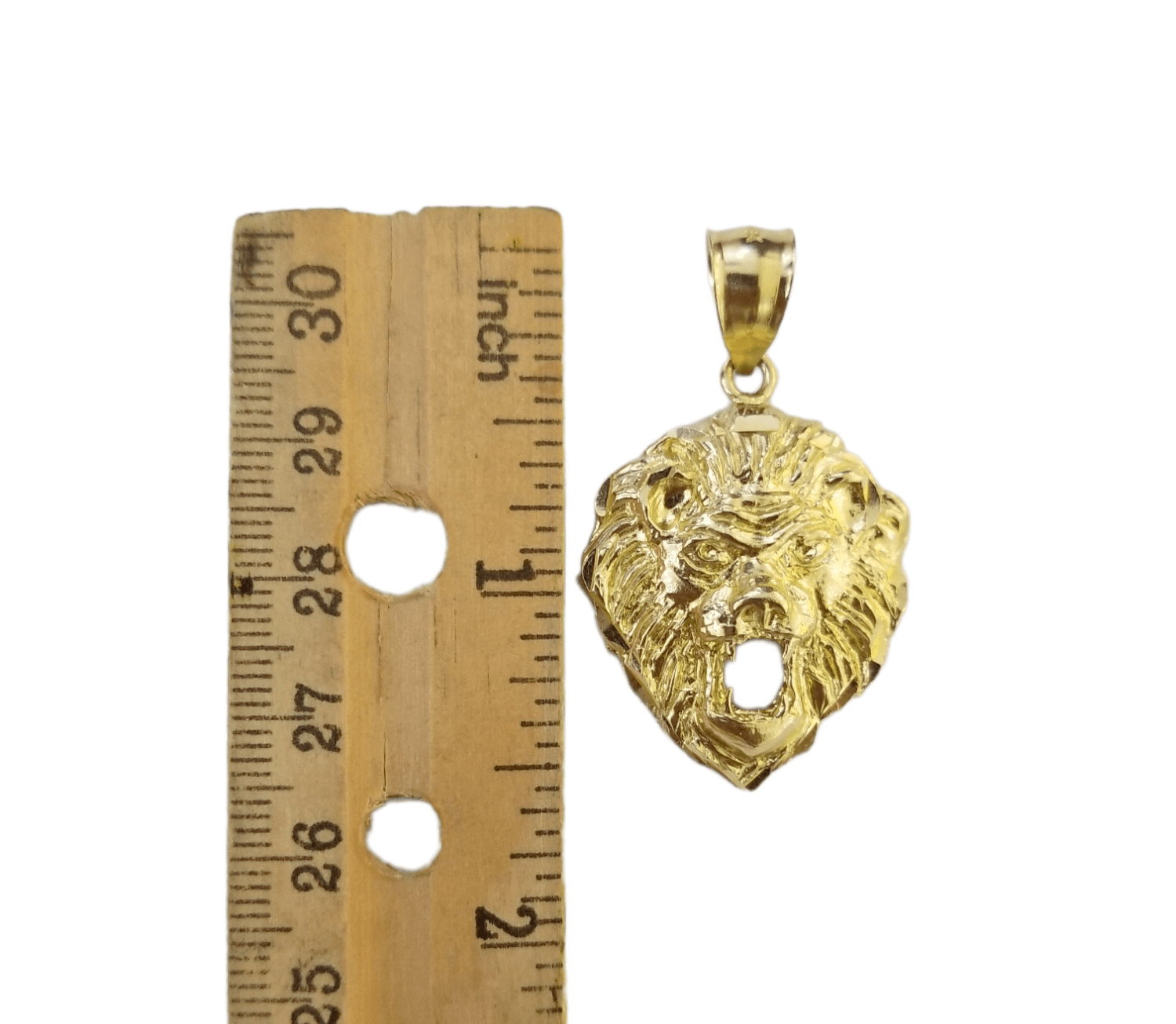 10kYellow Gold Lion Head Pendent 3mm 20" 22" 24" 26" 28" Inch Miami Cuban Chain - GoldenlinQ