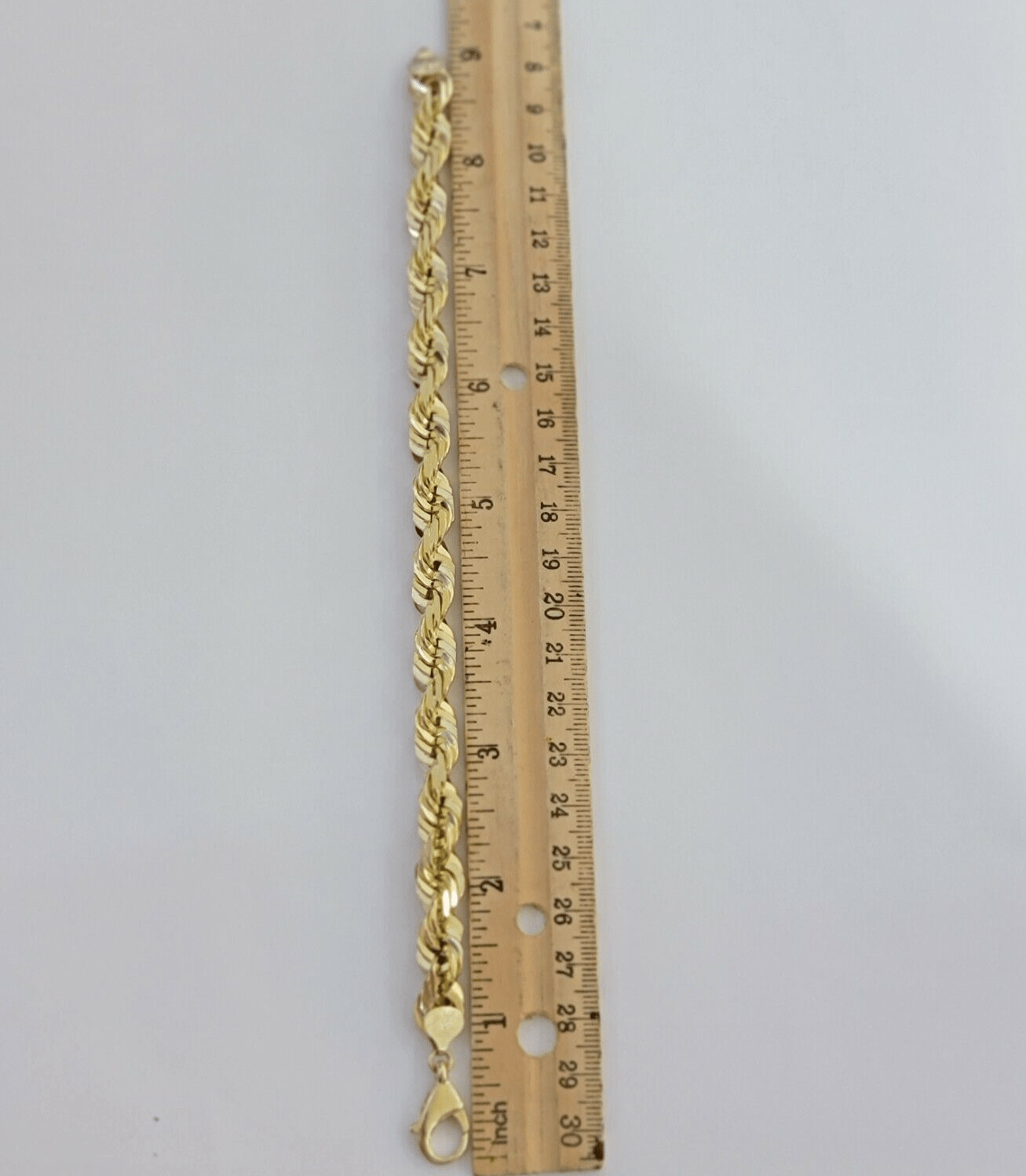 10mm 10k Yellow Gold Rope Bracelet Mens 9" Diamond Cut Real Solid Link 10KT Gold - GoldenlinQ