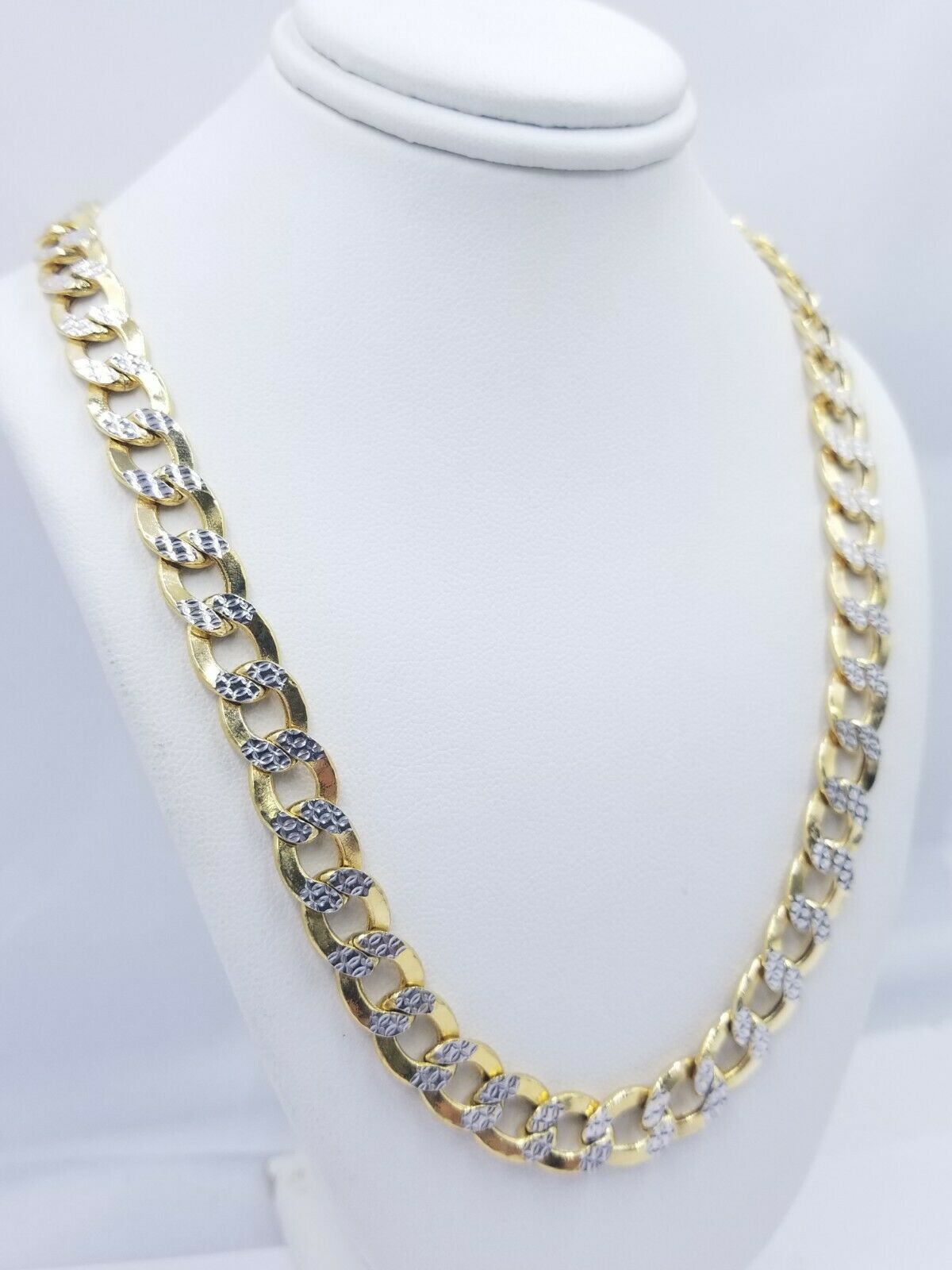 10MM Real Gold Men Necklace Cuban Link 20" - 28" Diamond Cut 10k Yellow Gold Chain - GoldenlinQ