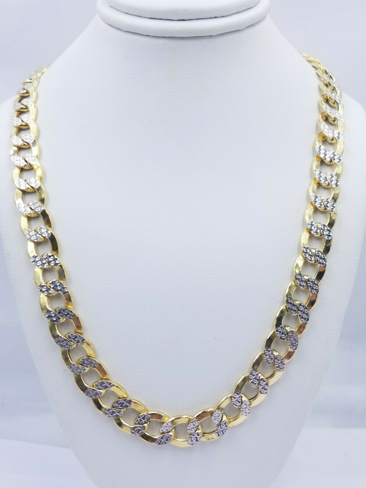 10MM Real Gold Men Necklace Cuban Link 20" - 28" Diamond Cut 10k Yellow Gold Chain - GoldenlinQ