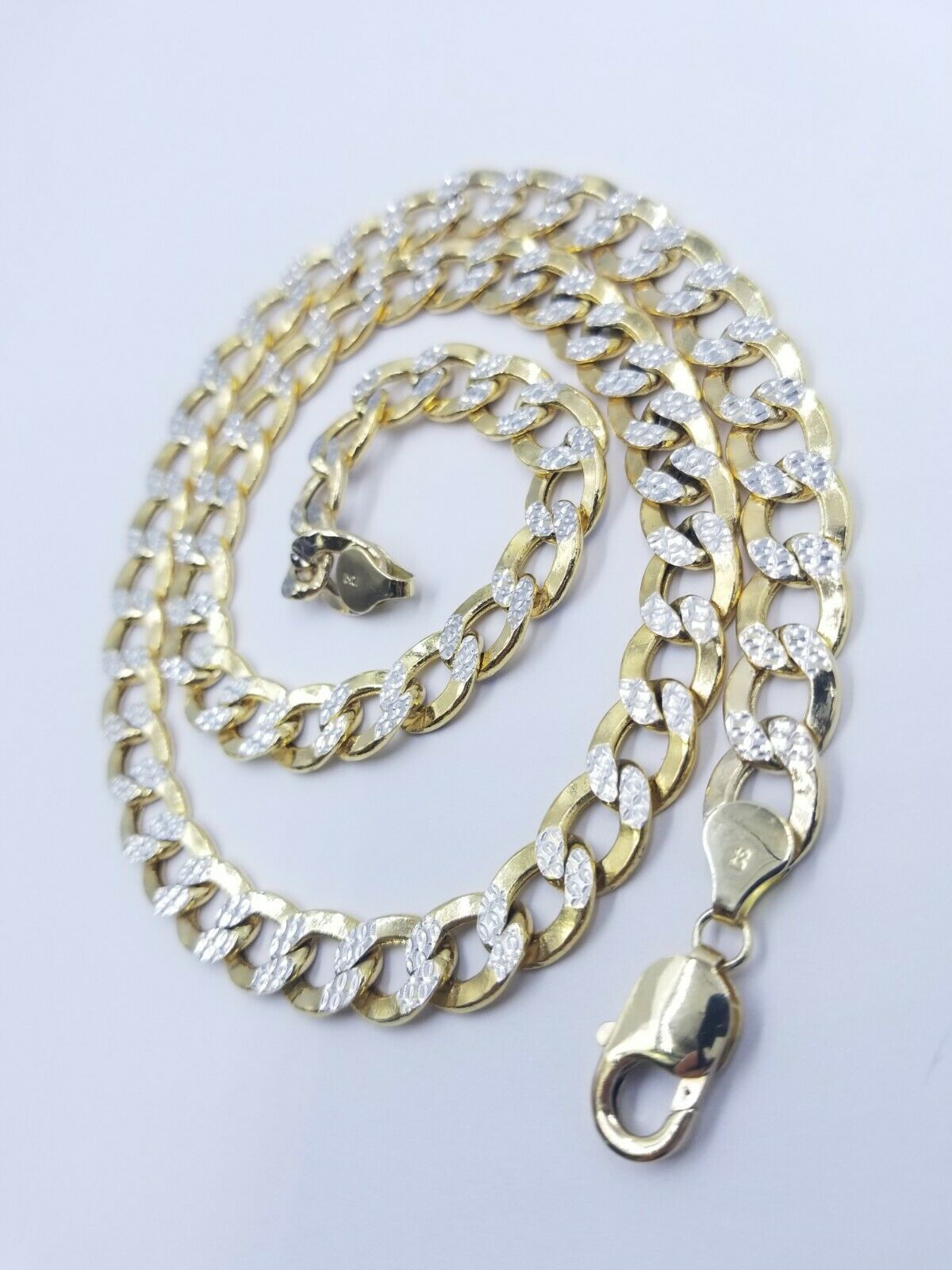 10MM Real Gold Men Necklace Cuban Link 20" - 28" Diamond Cut 10k Yellow Gold Chain - GoldenlinQ