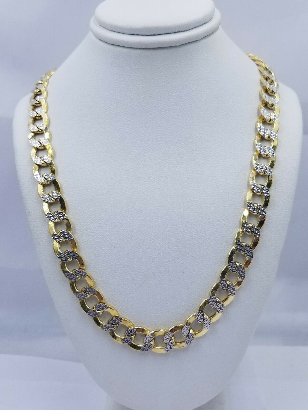 10MM Real Gold Men Necklace Cuban Link 20" - 28" Diamond Cut 10k Yellow Gold Chain - GoldenlinQ