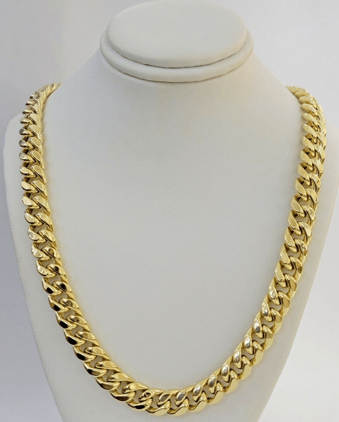 11mm 10k Yellow Gold Chain Necklace Miami Cuban Link 22" Inch Box lock REAL 10K - GoldenlinQ
