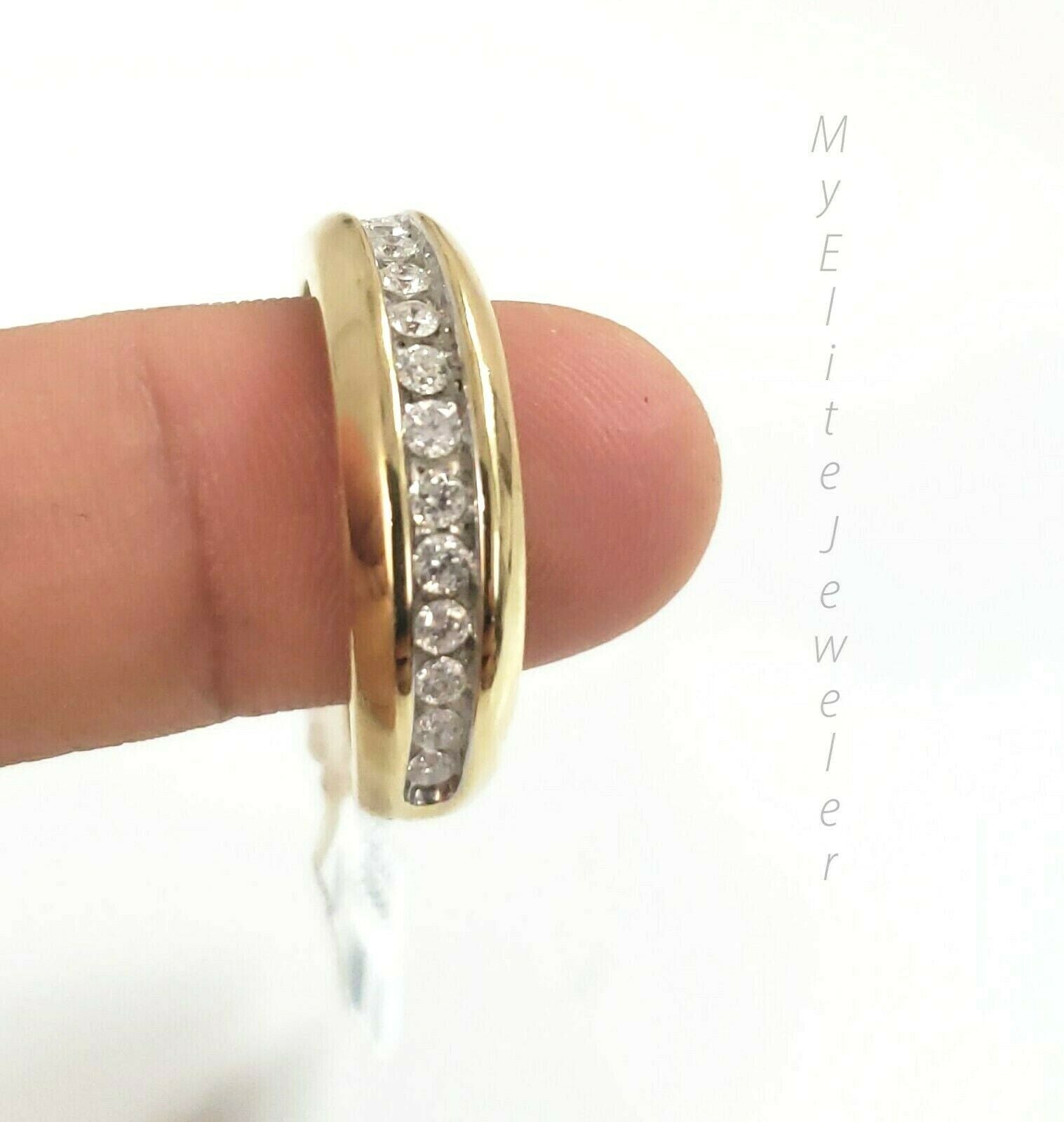1/2 CT Men Solitaire Diamond Band Ring Round Cut 10K Yellow Gold Wedding Size 10 - GoldenlinQ