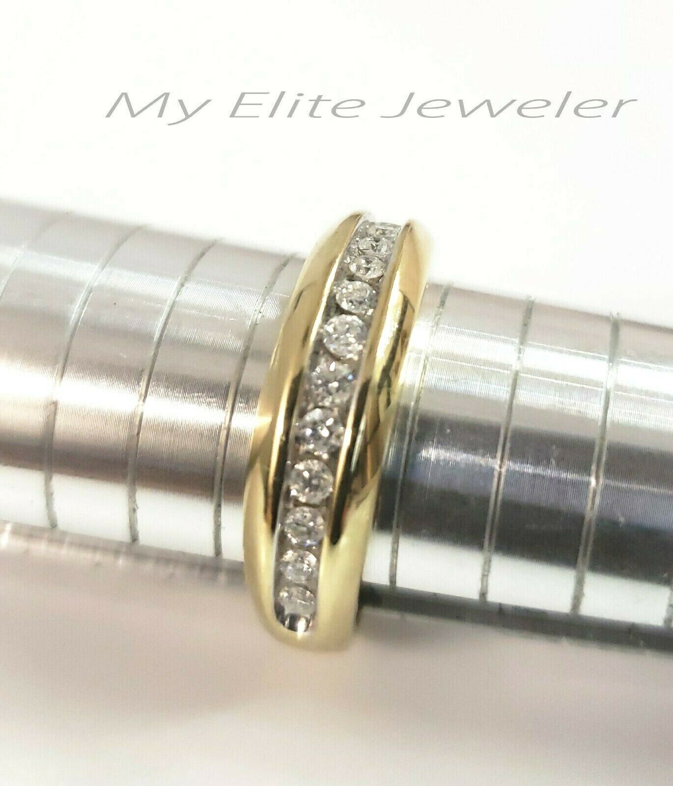 1/2 CT Men Solitaire Diamond Band Ring Round Cut 10K Yellow Gold Wedding Size 10 - GoldenlinQ