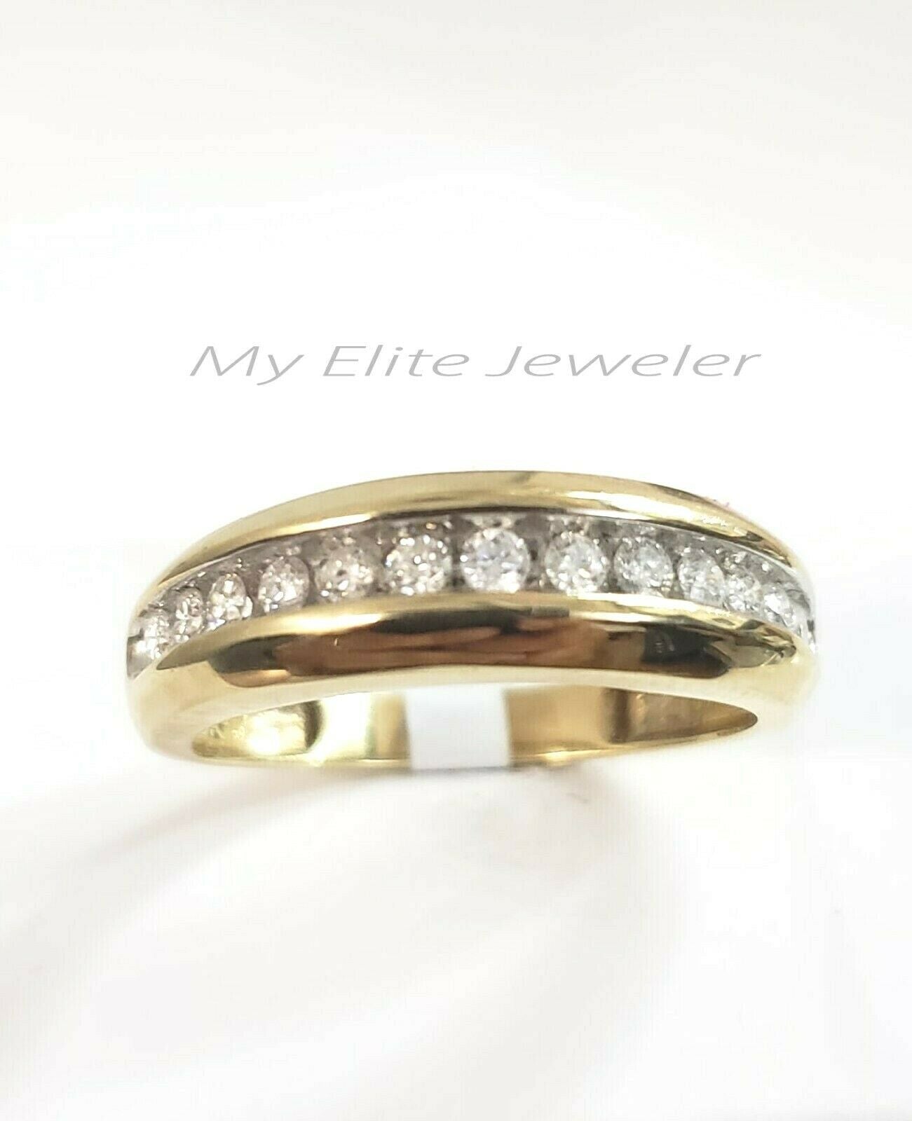 1/2 CT Men Solitaire Diamond Band Ring Round Cut 10K Yellow Gold Wedding Size 10 - GoldenlinQ