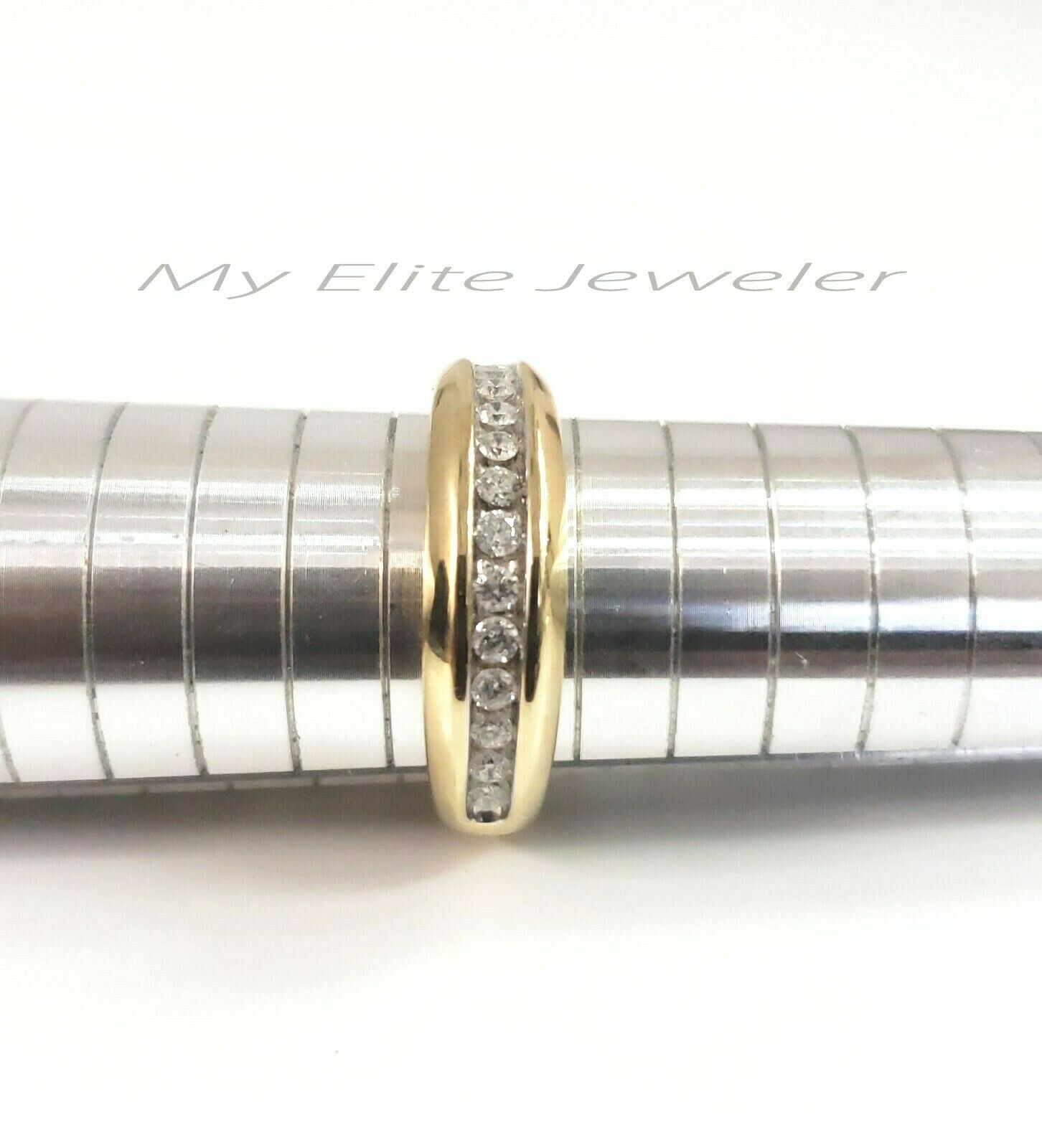 1/2 CT Men Solitaire Diamond Band Ring Round Cut 10K Yellow Gold Wedding Size 10 - GoldenlinQ