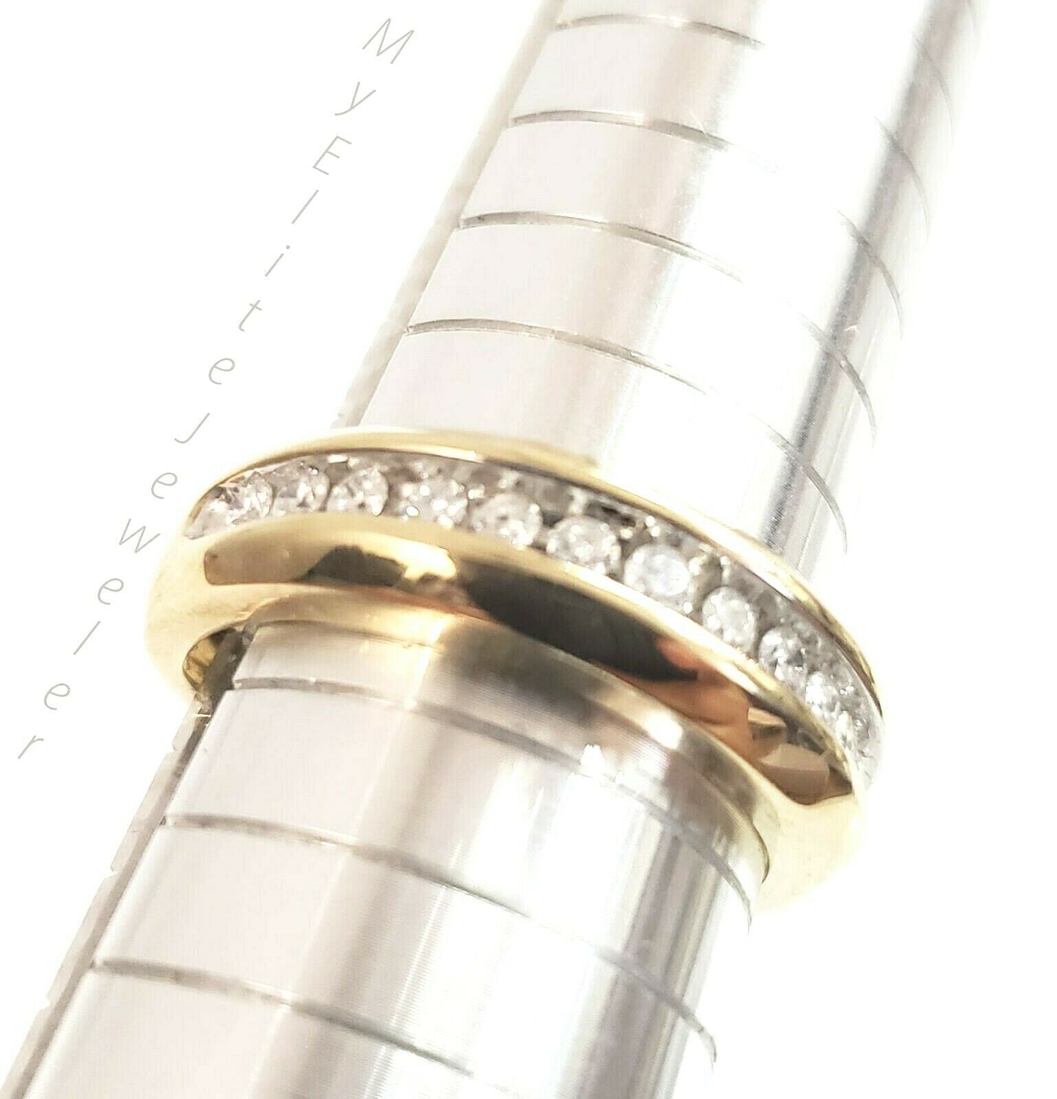 1/2 CT Men Solitaire Diamond Band Ring Round Cut 10K Yellow Gold Wedding Size 10 - GoldenlinQ