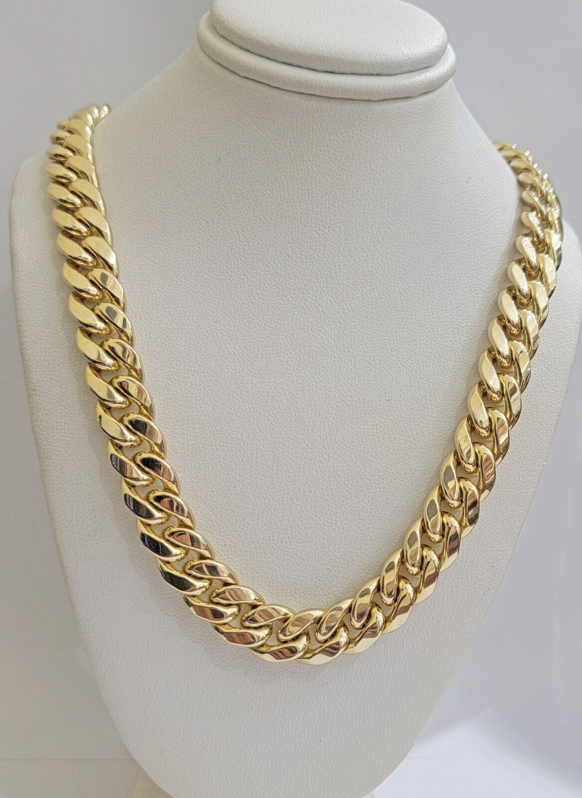 12mm Cuban Link Chain 10k Yellow Gold Mens Necklace 26" Box Clasp Real 10KT SALE - GoldenlinQ