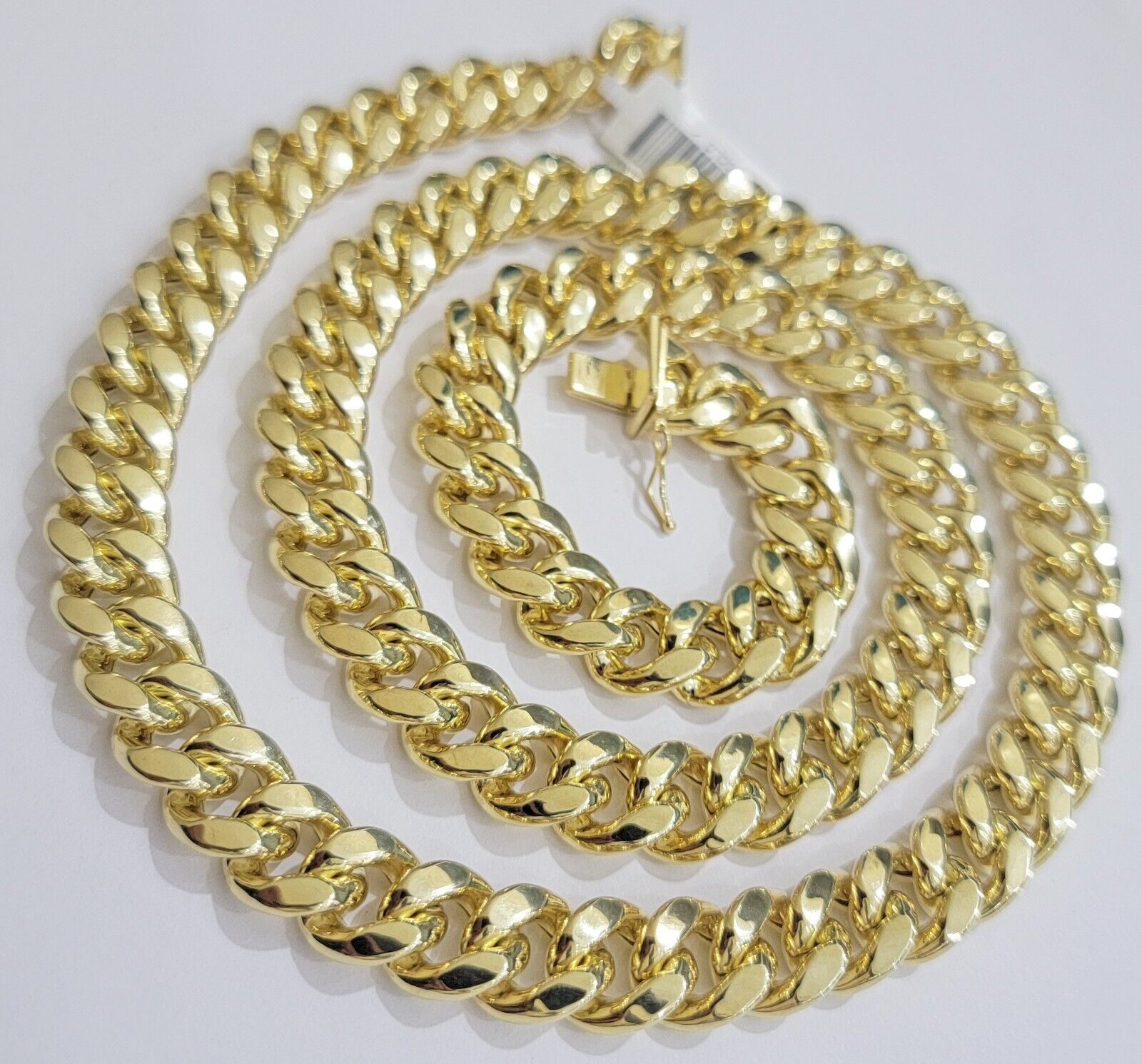12mm Cuban Link Chain 10k Yellow Gold Mens Necklace 26" Box Clasp Real 10KT SALE - GoldenlinQ