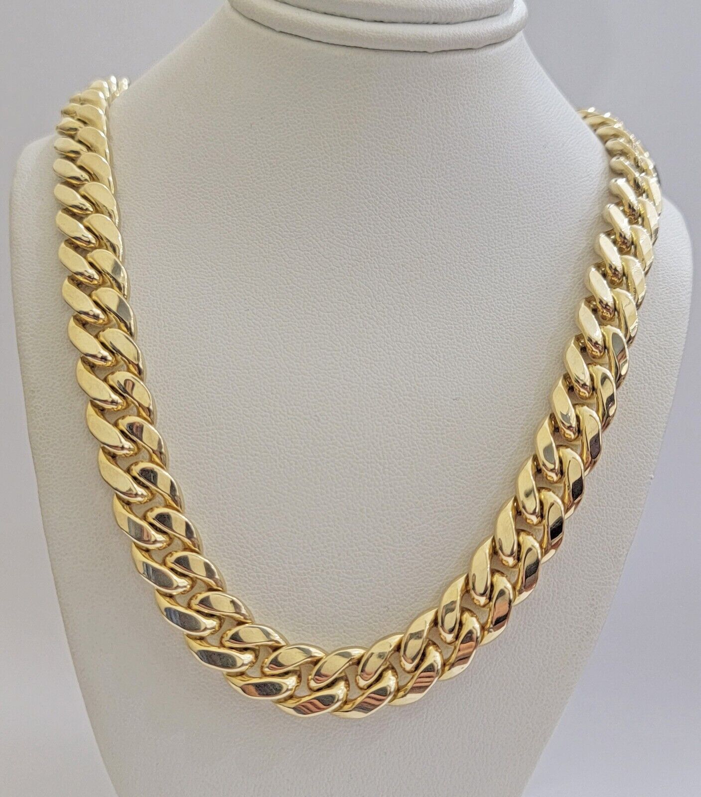 12mm Cuban Link Chain 10k Yellow Gold Mens Necklace 26" Box Clasp Real 10KT SALE - GoldenlinQ