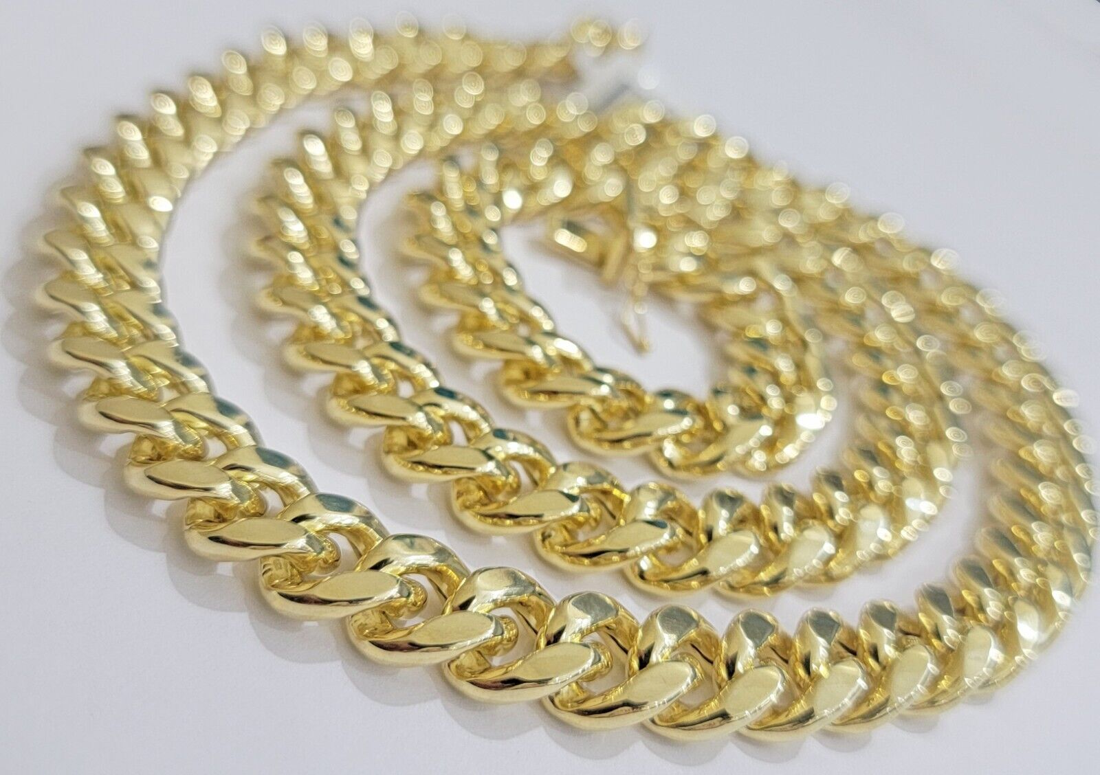 12mm Cuban Link Chain 10k Yellow Gold Mens Necklace 26" Box Clasp Real 10KT SALE - GoldenlinQ