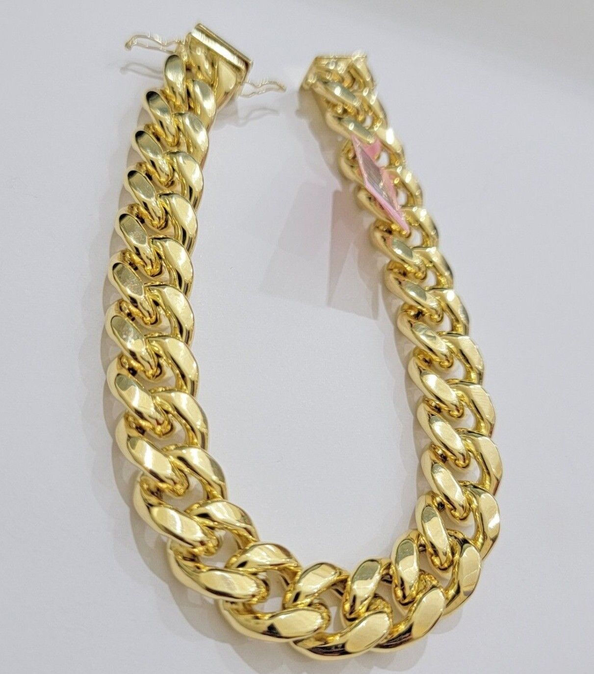 13mm 14k Gold Bracelet Miami Cuban Link 7.5" - 10 Inch Mens Real 14kt Yellow Gold - GoldenlinQ