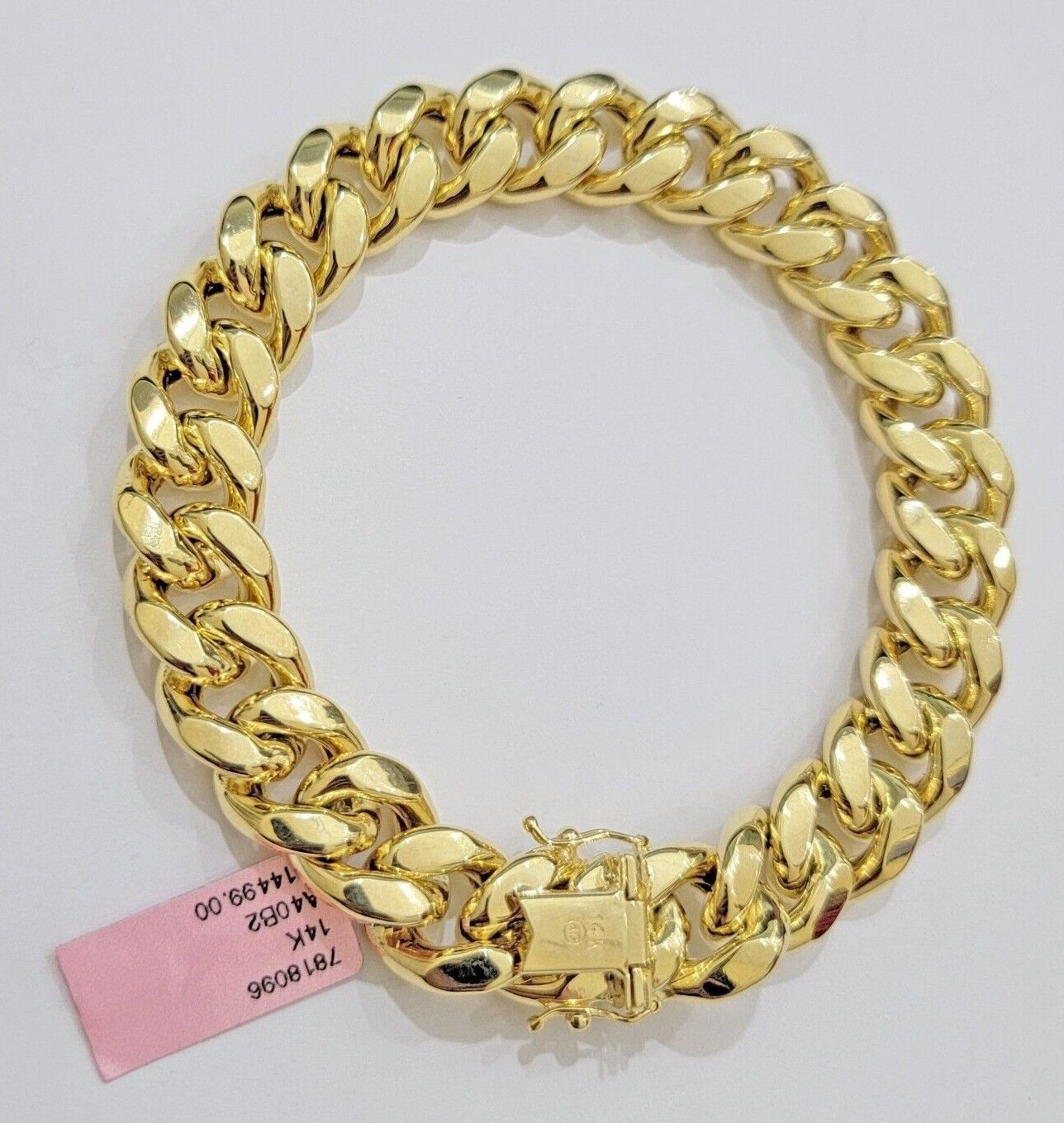 13mm 14k Gold Bracelet Miami Cuban Link 7.5" - 10 Inch Mens Real 14kt Yellow Gold - GoldenlinQ