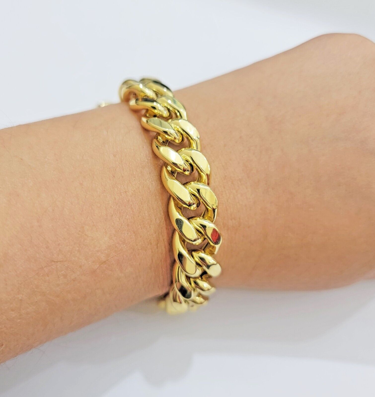 13mm 14k Yellow Gold Bracelet 7.5 Inch Miami Cuban Link Box Clasp Mens REAL 14kt - GoldenlinQ