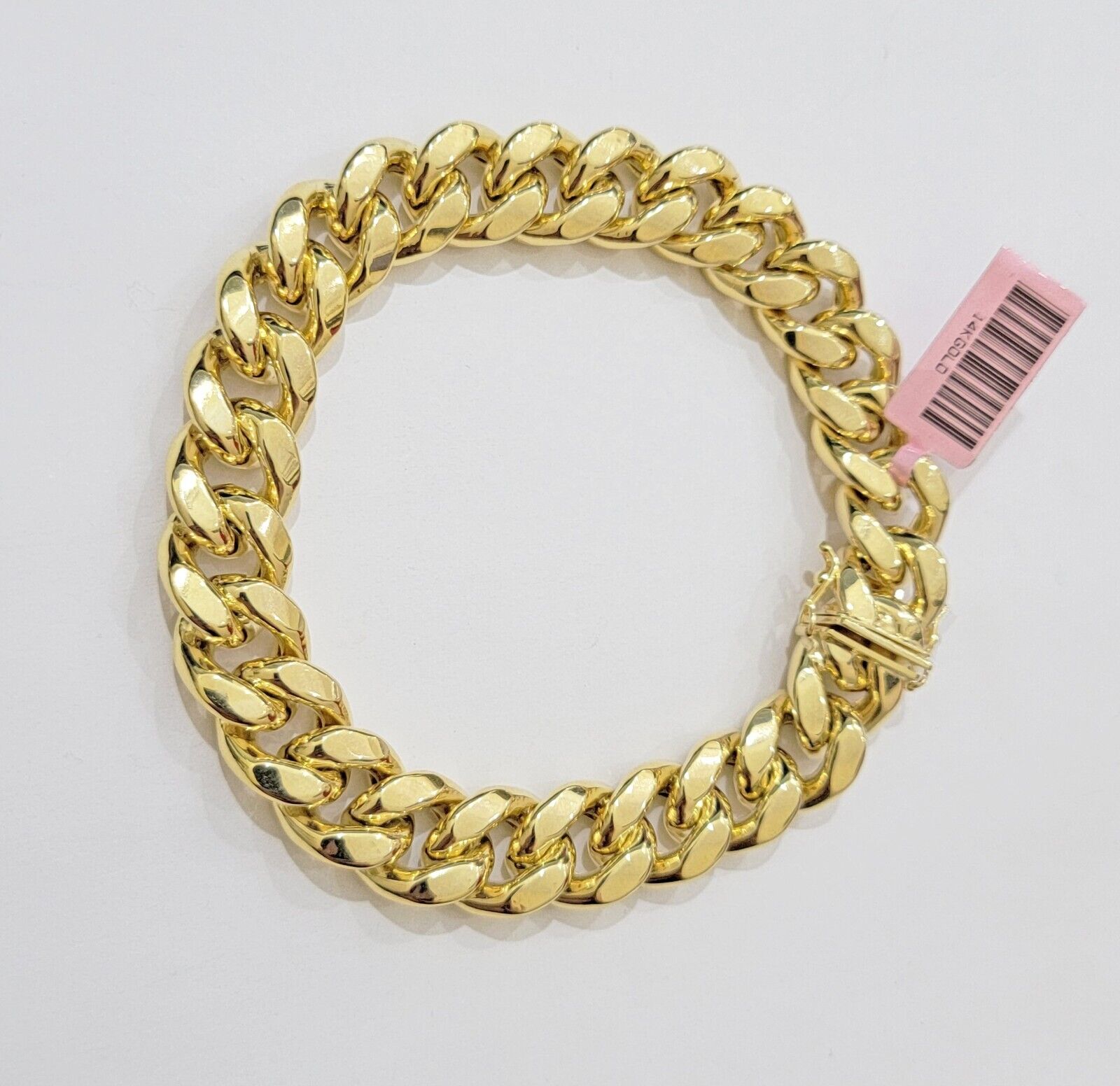 13mm 14k Yellow Gold Bracelet 9 Inch Miami Cuban Link Box Clasp Men's REAL 14kt - GoldenlinQ