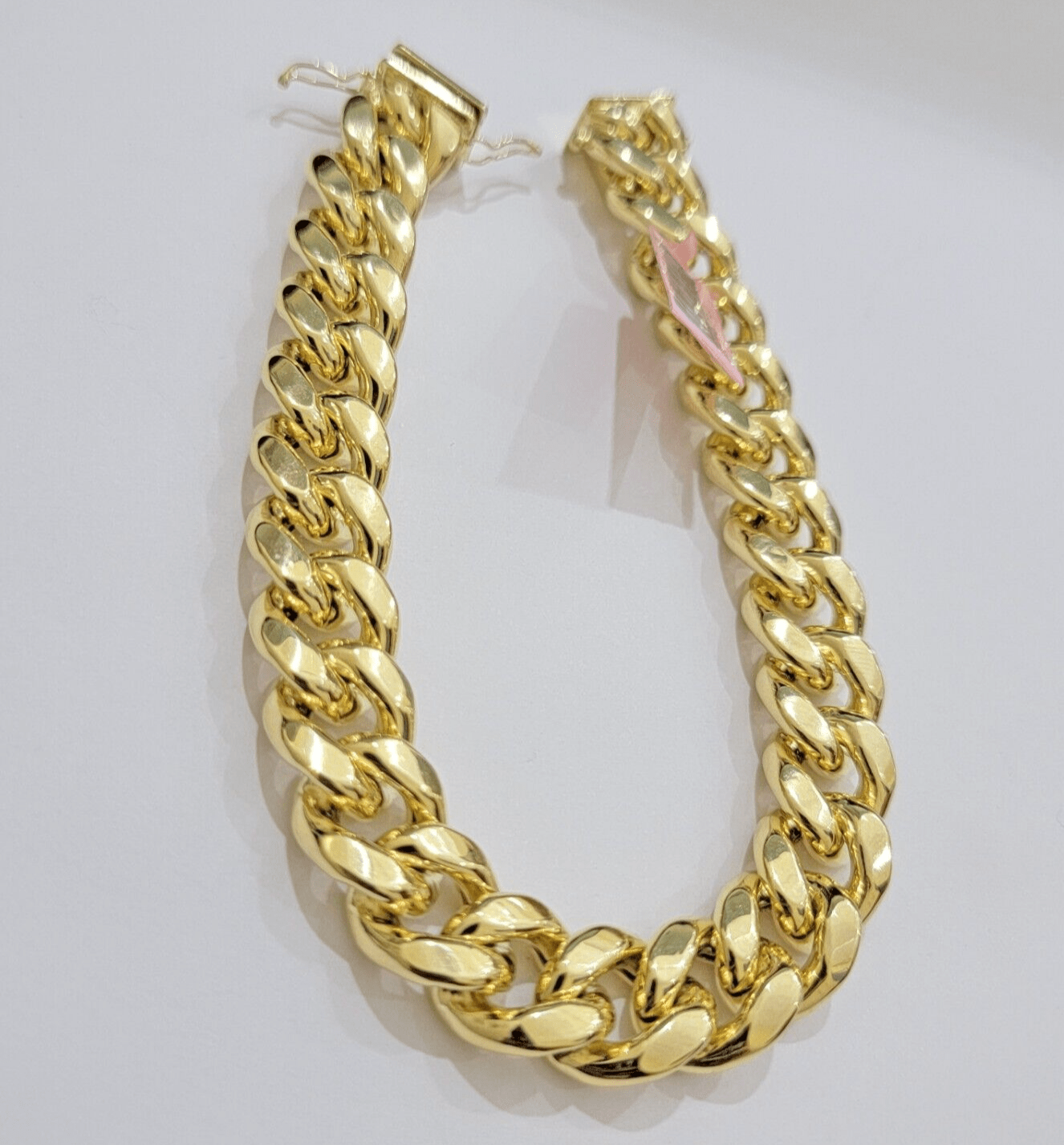 13mm 14k Yellow Gold Bracelet Miami Cuban Link 7 Inch Small Wrist Mens REAL 14kt - GoldenlinQ